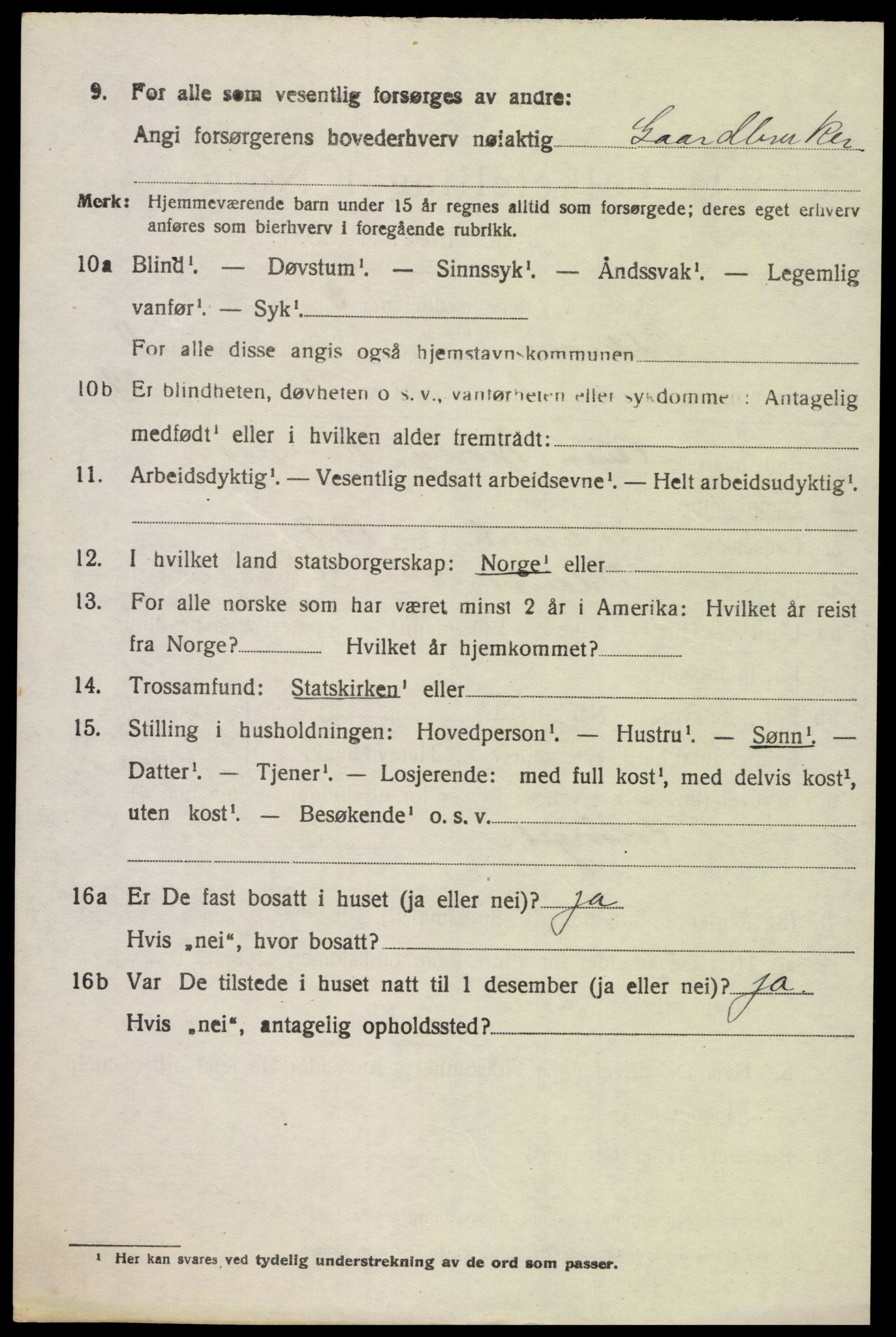 SAK, 1920 census for Oddernes, 1920, p. 7066