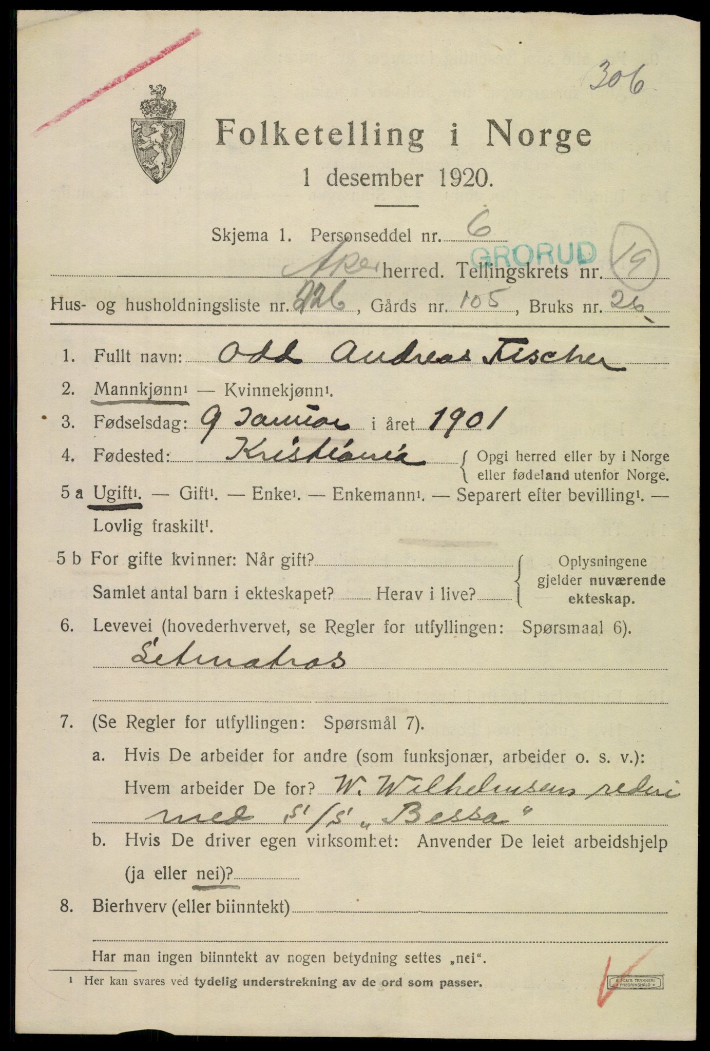 SAO, 1920 census for Aker, 1920, p. 121986