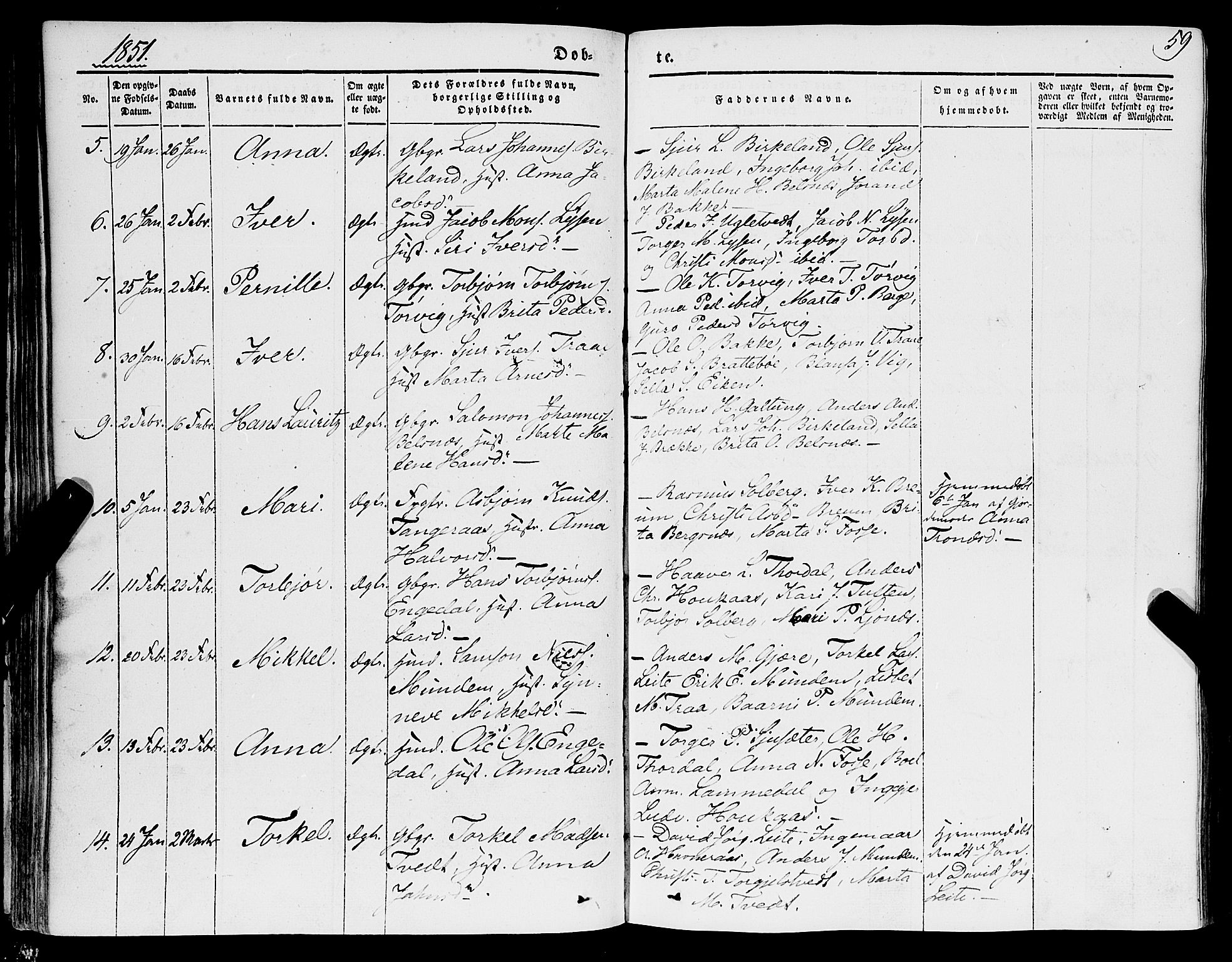 Strandebarm sokneprestembete, AV/SAB-A-78401/H/Haa: Parish register (official) no. A 7, 1844-1872, p. 59