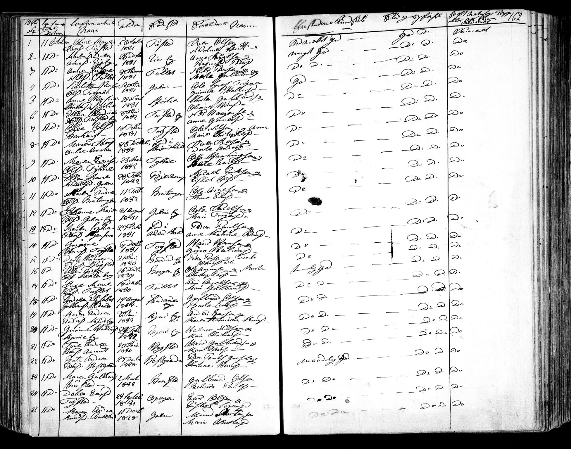 Nes prestekontor Kirkebøker, AV/SAO-A-10410/F/Fa/L0007: Parish register (official) no. I 7, 1846-1858, p. 162