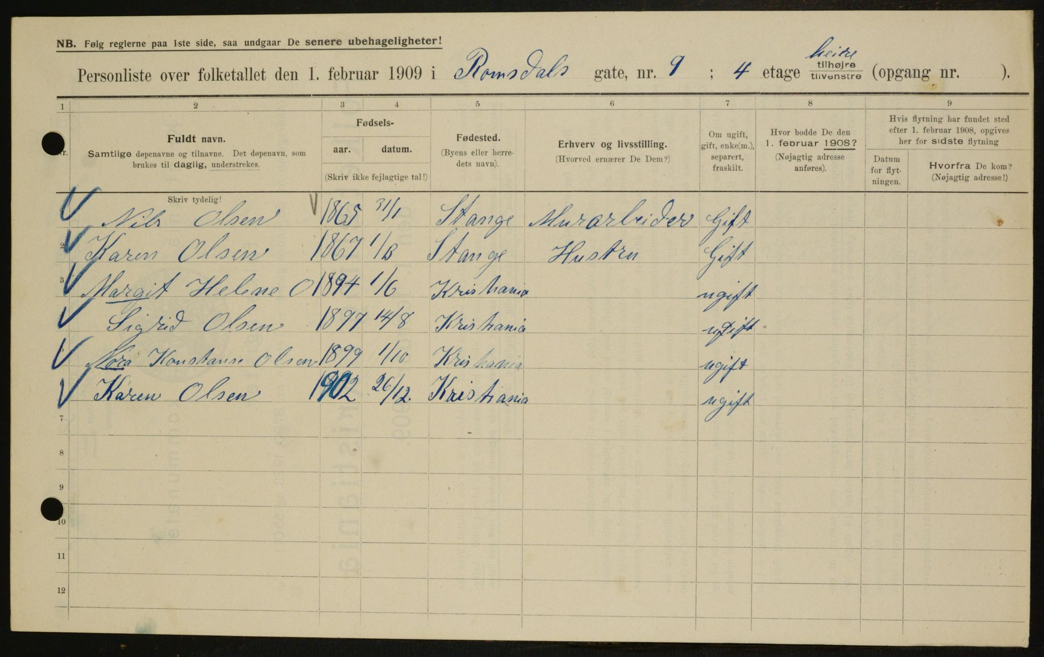 OBA, Municipal Census 1909 for Kristiania, 1909, p. 75529