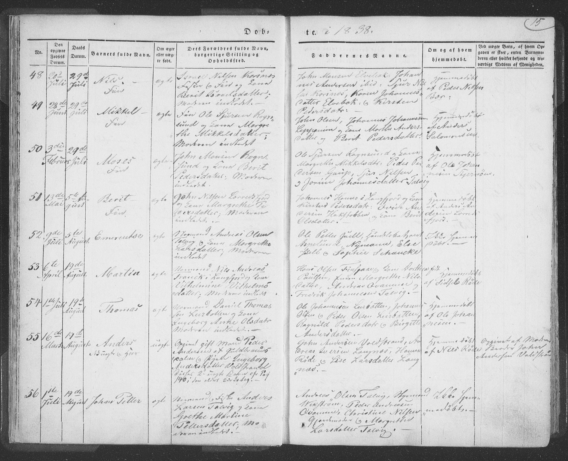 Talvik sokneprestkontor, AV/SATØ-S-1337/H/Ha/L0009kirke: Parish register (official) no. 9, 1837-1852, p. 15