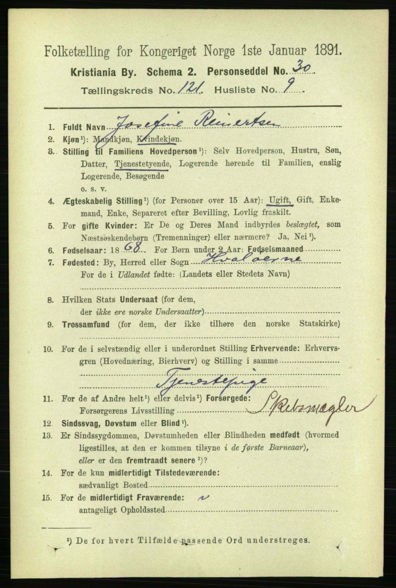 RA, 1891 census for 0301 Kristiania, 1891, p. 64556