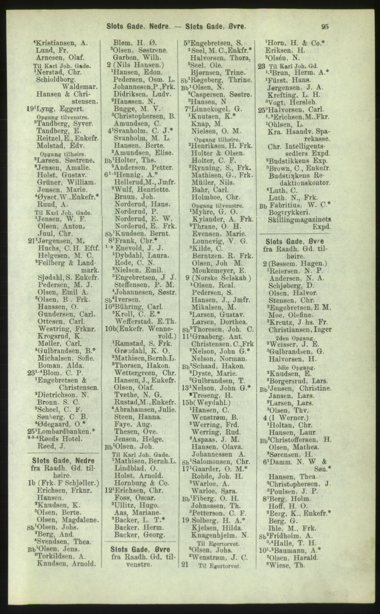 Kristiania/Oslo adressebok, PUBL/-, 1884, p. 95