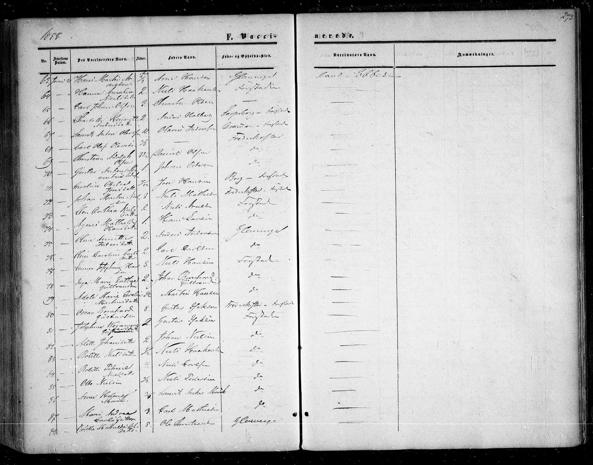 Glemmen prestekontor Kirkebøker, AV/SAO-A-10908/F/Fa/L0007: Parish register (official) no. 7, 1853-1862, p. 272