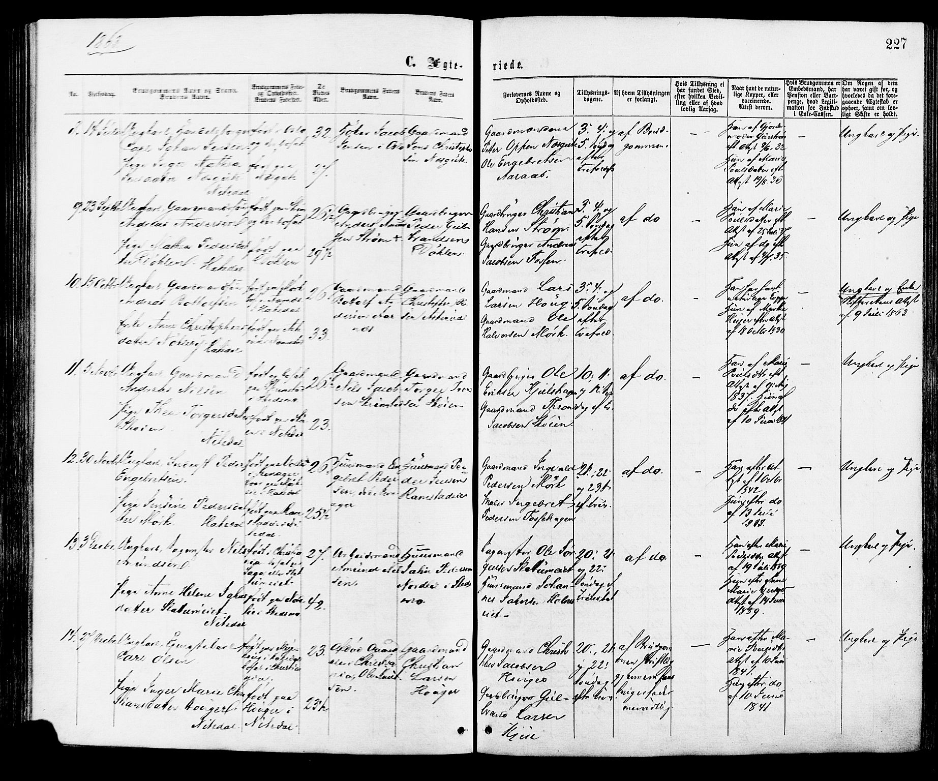 Nittedal prestekontor Kirkebøker, AV/SAO-A-10365a/F/Fa/L0006: Parish register (official) no. I 6, 1863-1878, p. 227