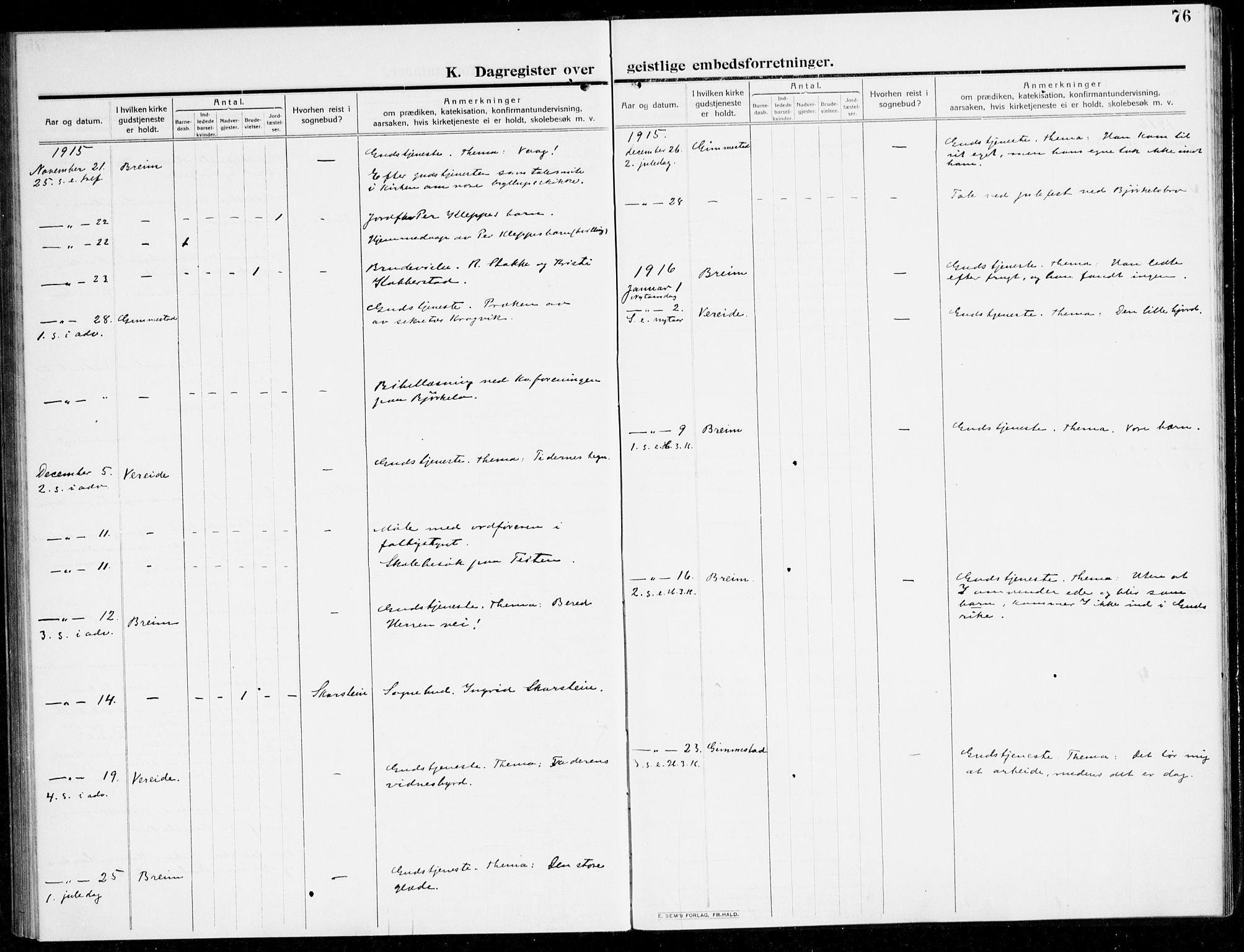 Gloppen sokneprestembete, SAB/A-80101/H/Hac/L0004: Curate's parish register no. A 4, 1909-1923, p. 76
