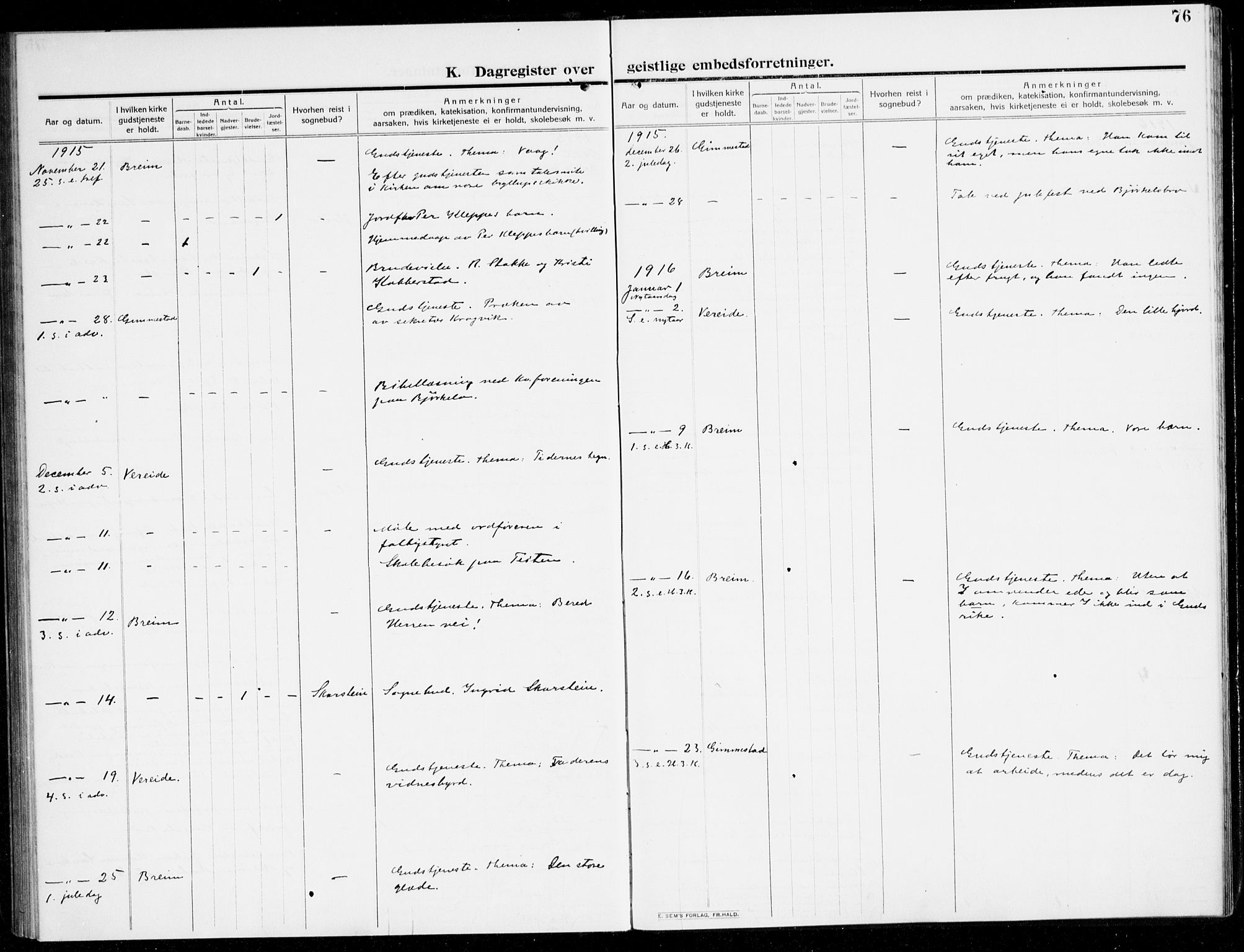 Gloppen sokneprestembete, AV/SAB-A-80101/H/Hac/L0004: Curate's parish register no. A 4, 1909-1923, p. 76