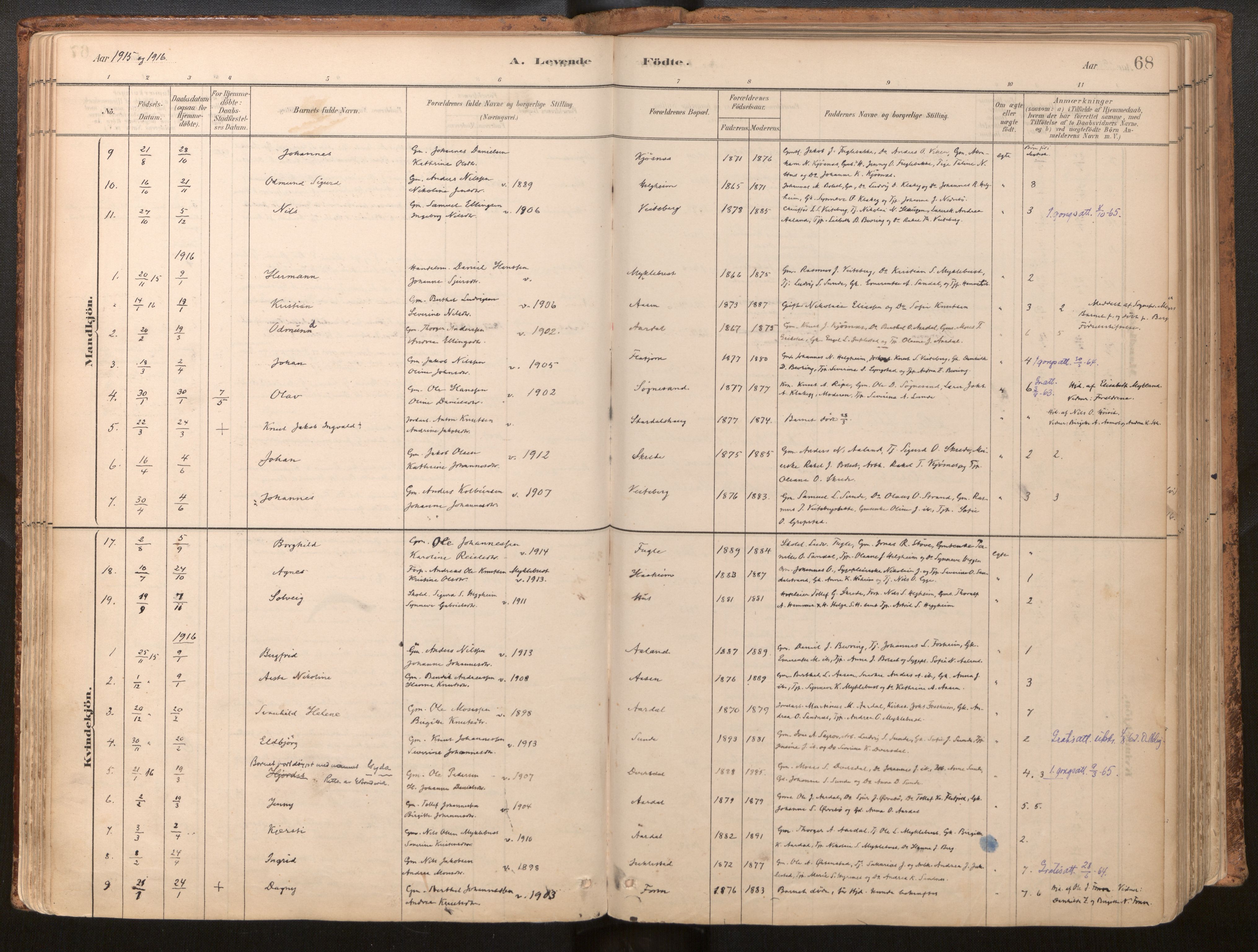 Jølster sokneprestembete, AV/SAB-A-80701/H/Haa/Haac/L0001: Parish register (official) no. C 1, 1882-1928, p. 68