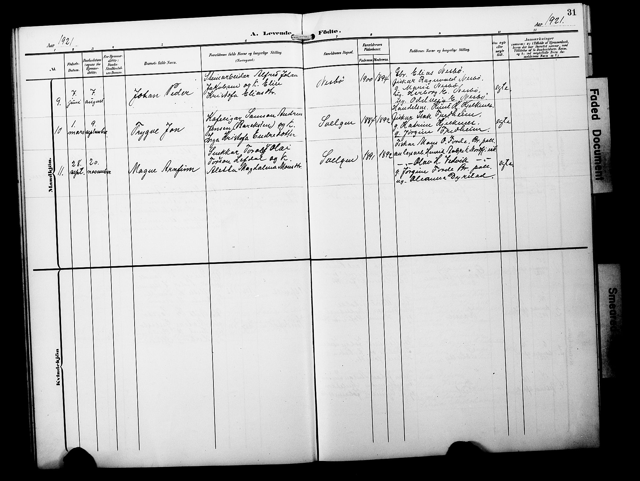 Davik sokneprestembete, SAB/A-79701/H/Hab/Habb/L0001: Parish register (copy) no. B 1, 1903-1928, p. 31