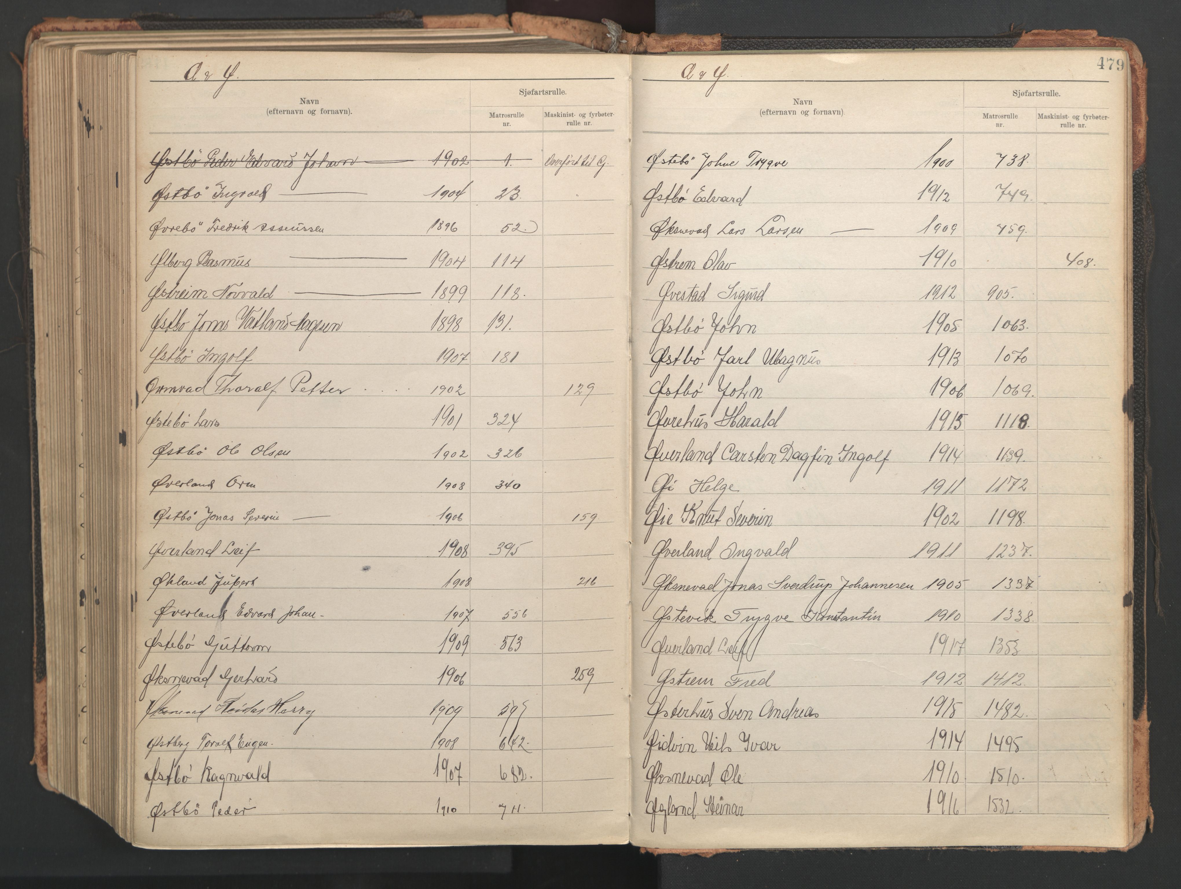 Stavanger sjømannskontor, AV/SAST-A-102006/F/Fb/Fba/L0005: Navneregister sjøfartsruller, etternavnsregister til hovedrulle 1921, 1921-1947, p. 135