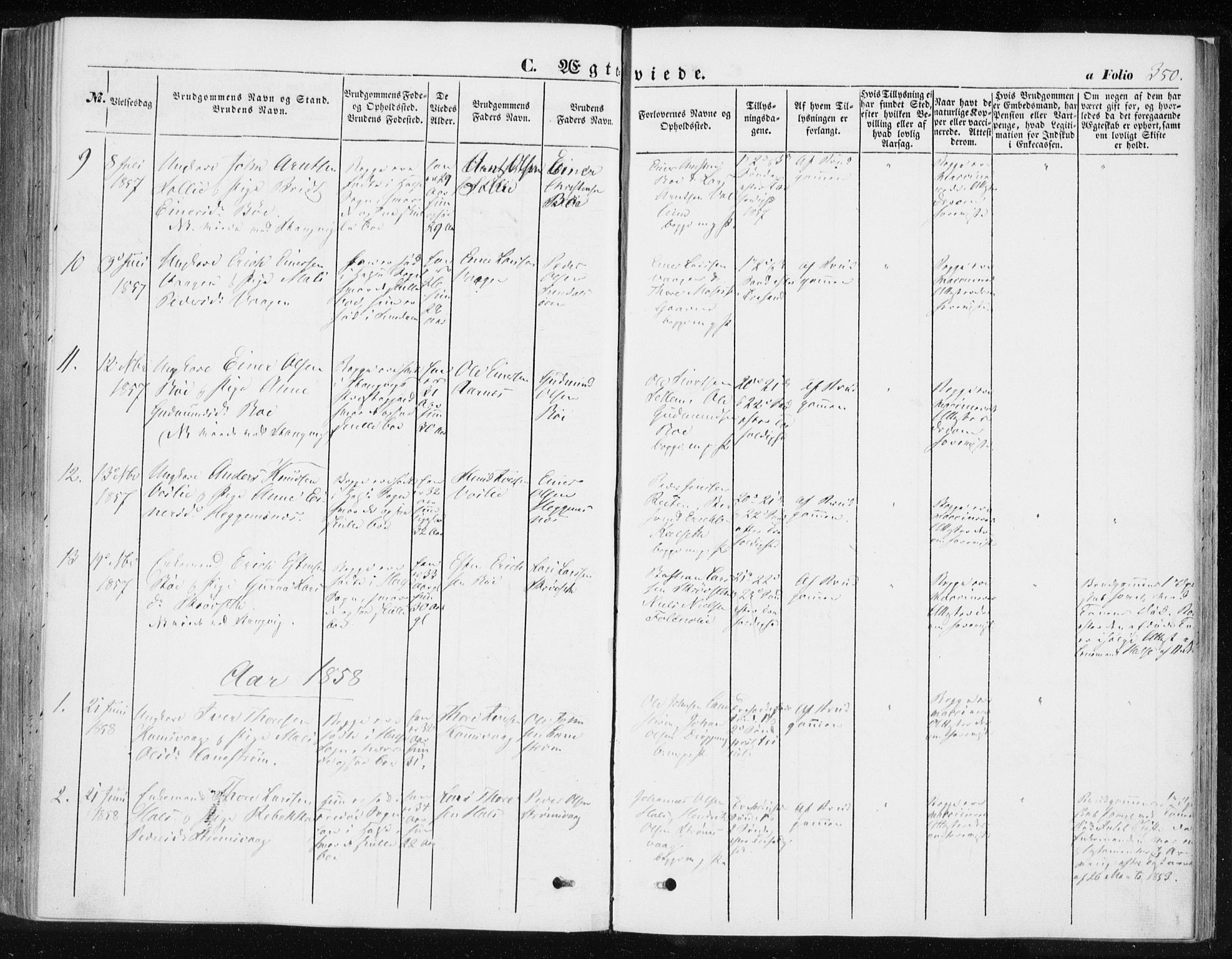Ministerialprotokoller, klokkerbøker og fødselsregistre - Møre og Romsdal, SAT/A-1454/576/L0883: Parish register (official) no. 576A01, 1849-1865, p. 350