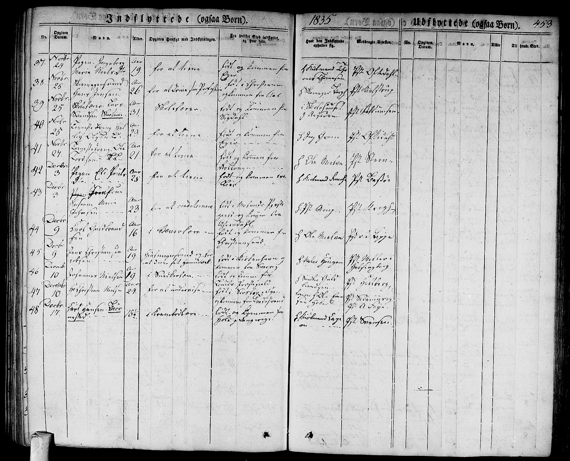 Bragernes kirkebøker, SAKO/A-6/F/Fb/L0001: Parish register (official) no. II 1, 1830-1847, p. 453