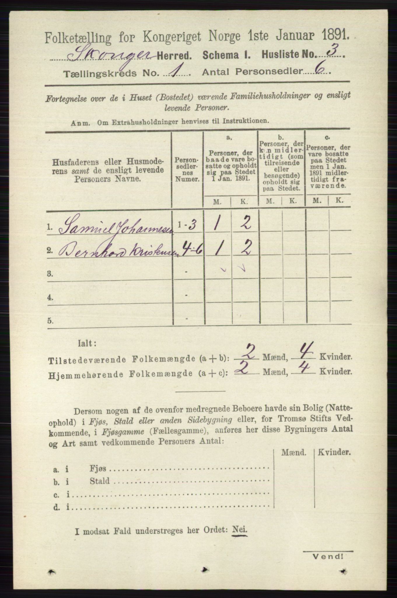 RA, 1891 census for 0712 Skoger, 1891, p. 24