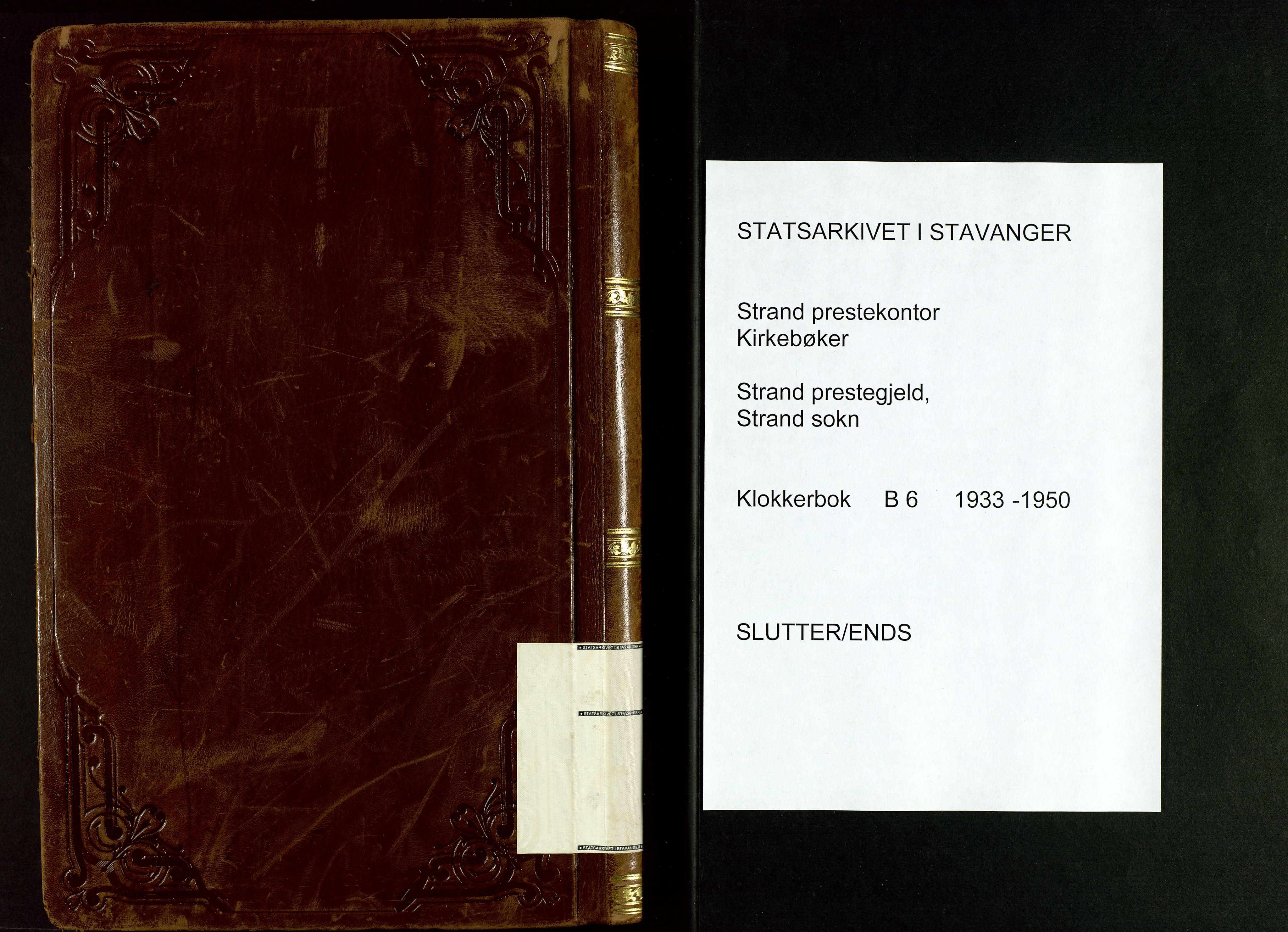 Strand sokneprestkontor, AV/SAST-A-101828/H/Ha/Hab/L0006: Parish register (copy) no. B 6, 1933-1950