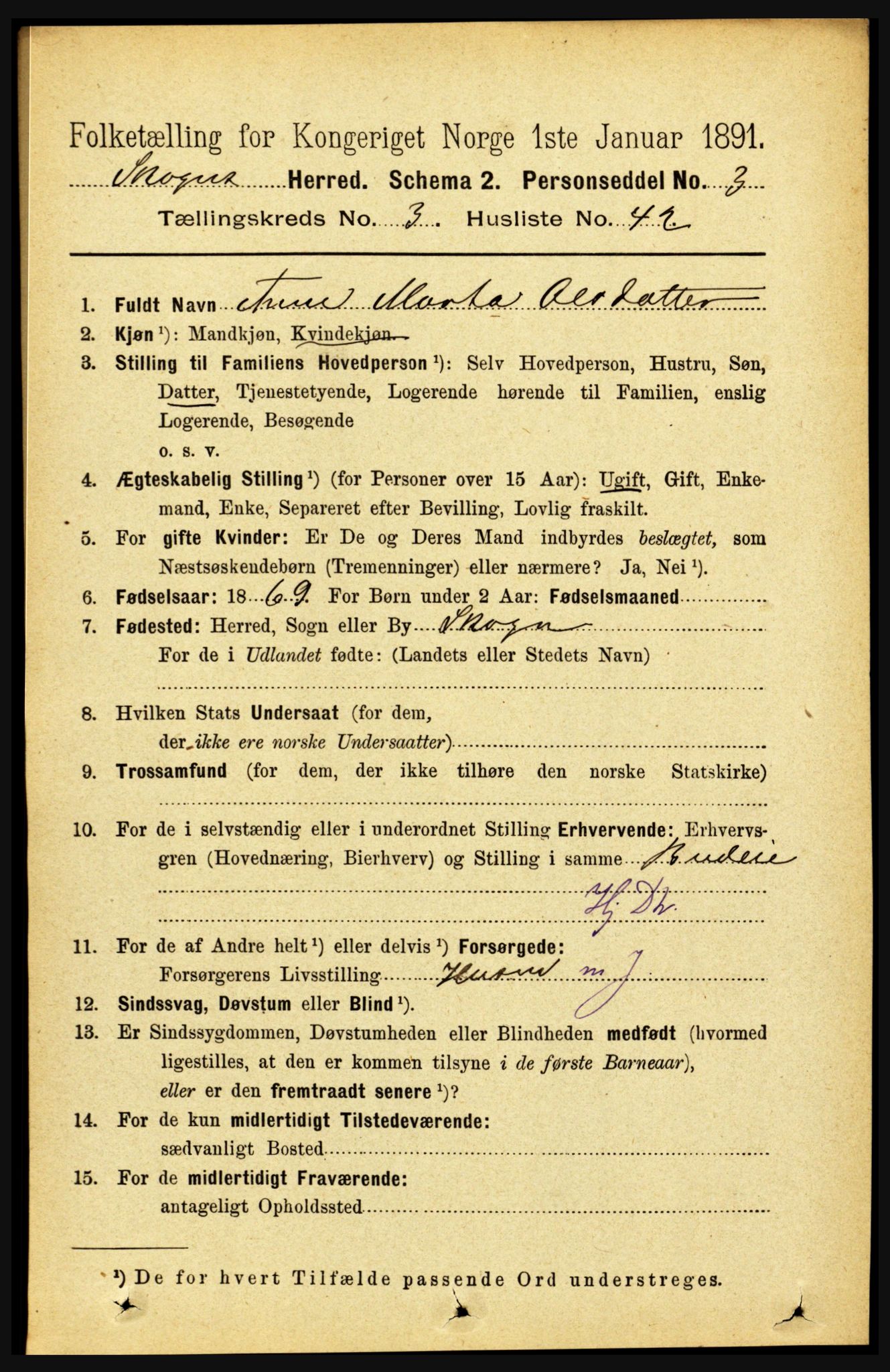 RA, 1891 census for 1719 Skogn, 1891, p. 1868