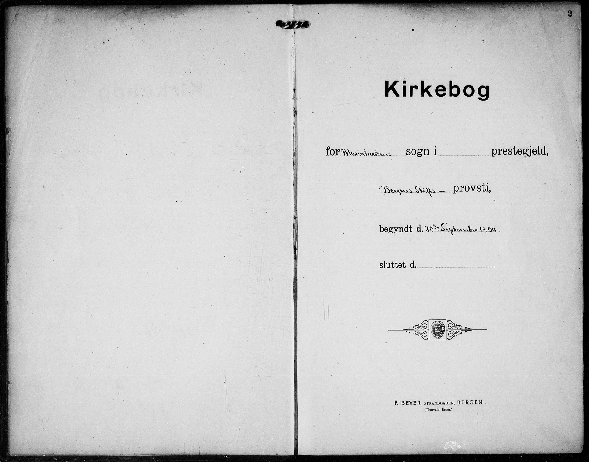 Mariakirken Sokneprestembete, AV/SAB-A-76901/H/Hab/L0006: Parish register (copy) no. A 6, 1909-1939, p. 2