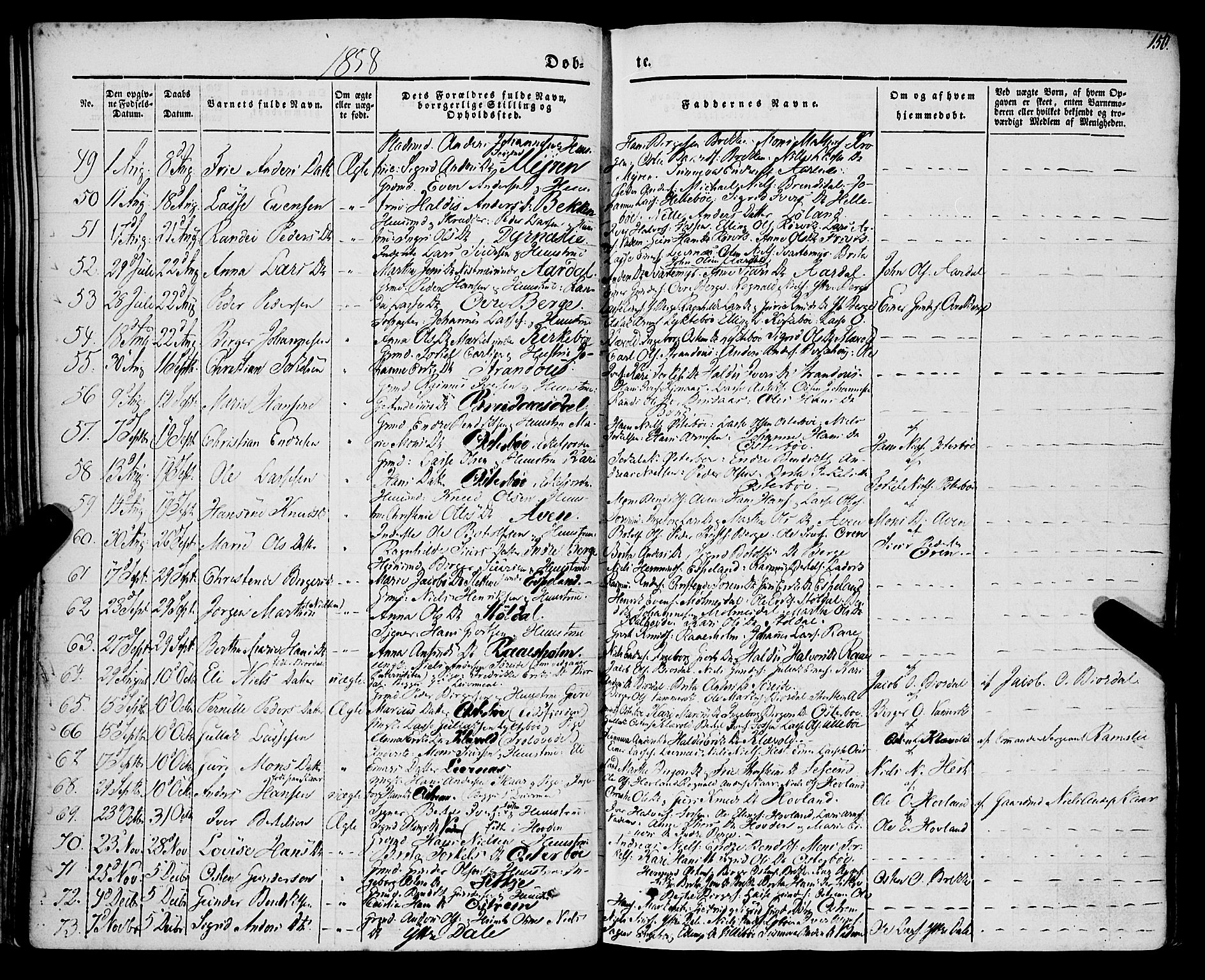 Lavik sokneprestembete, AV/SAB-A-80901: Parish register (official) no. A 3, 1843-1863, p. 150