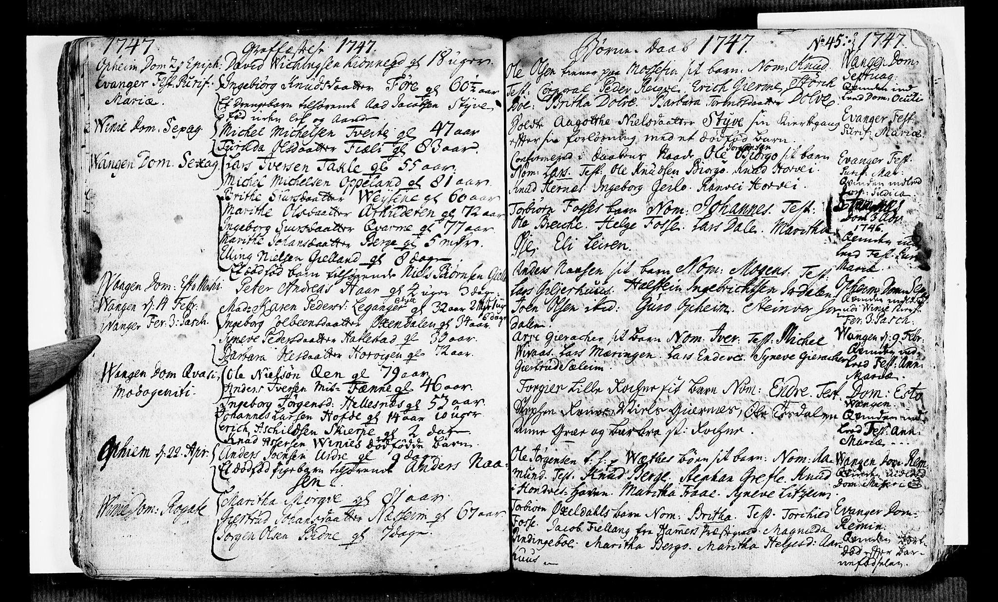 Voss sokneprestembete, AV/SAB-A-79001/H/Haa: Parish register (official) no. A 6, 1744-1752, p. 45