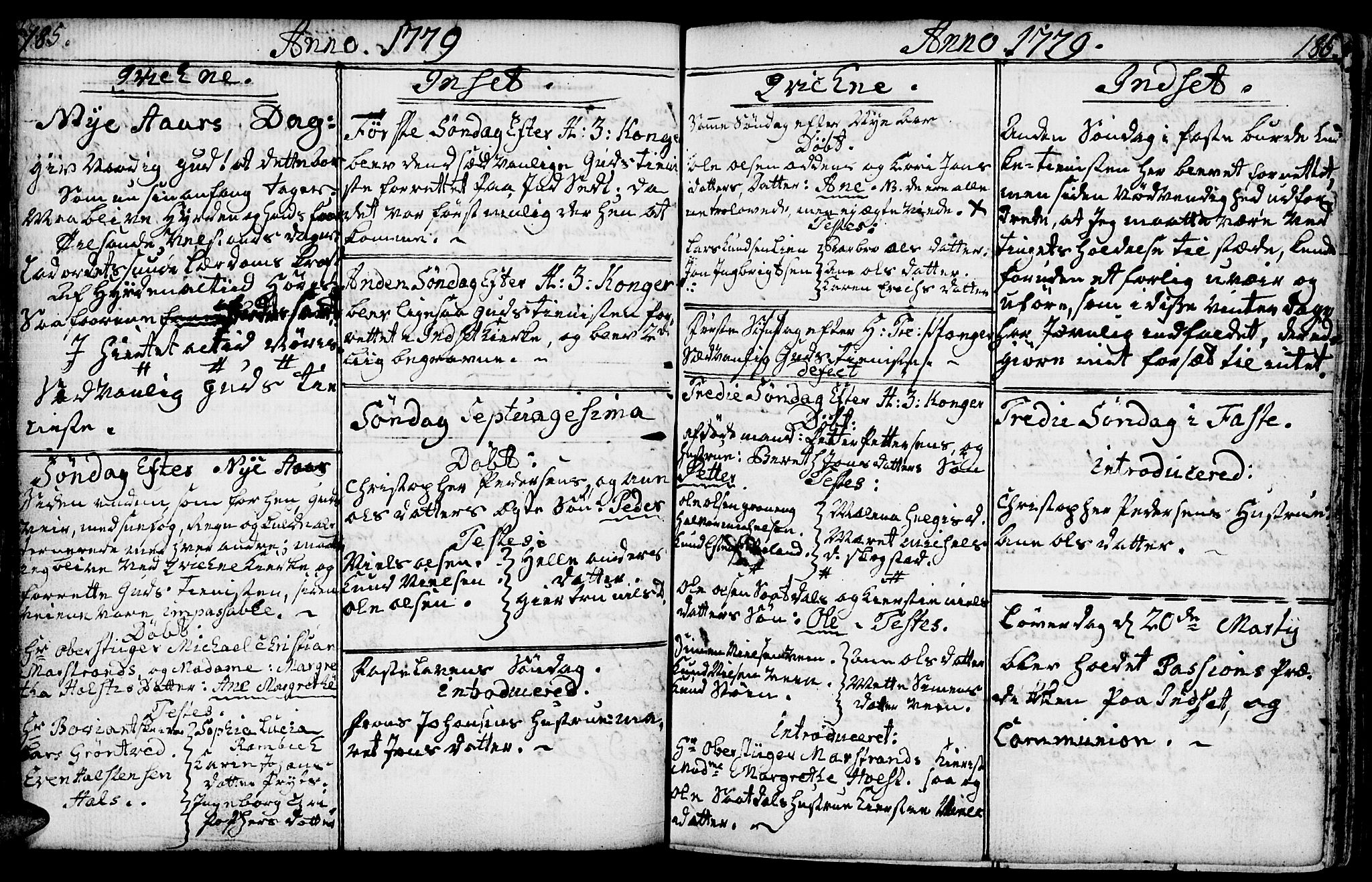 Kvikne prestekontor, SAH/PREST-064/H/Ha/Haa/L0002: Parish register (official) no. 2, 1764-1784, p. 185-186