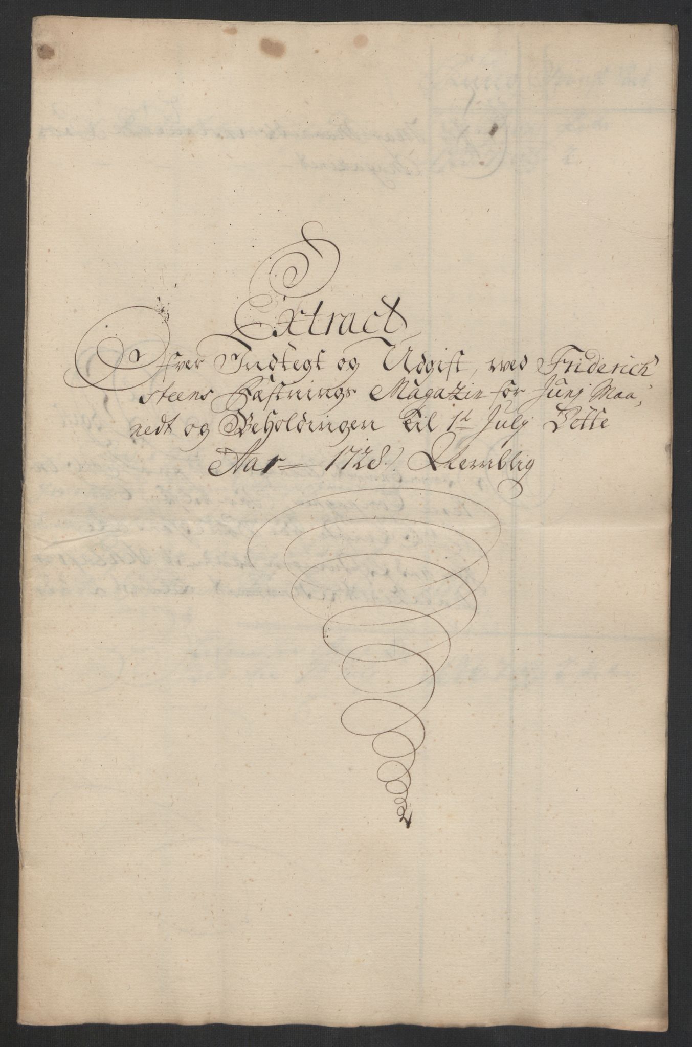 Kommanderende general (KG I) med Det norske krigsdirektorium, AV/RA-EA-5419/D/L0153: Fredriksten festning: Brev, inventarfortegnelser og regnskapsekstrakter, 1724-1729, p. 597