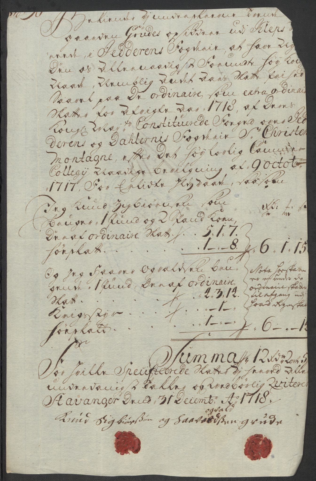 Rentekammeret inntil 1814, Reviderte regnskaper, Fogderegnskap, AV/RA-EA-4092/R46/L2743: Fogderegnskap Jæren og Dalane, 1718, p. 396