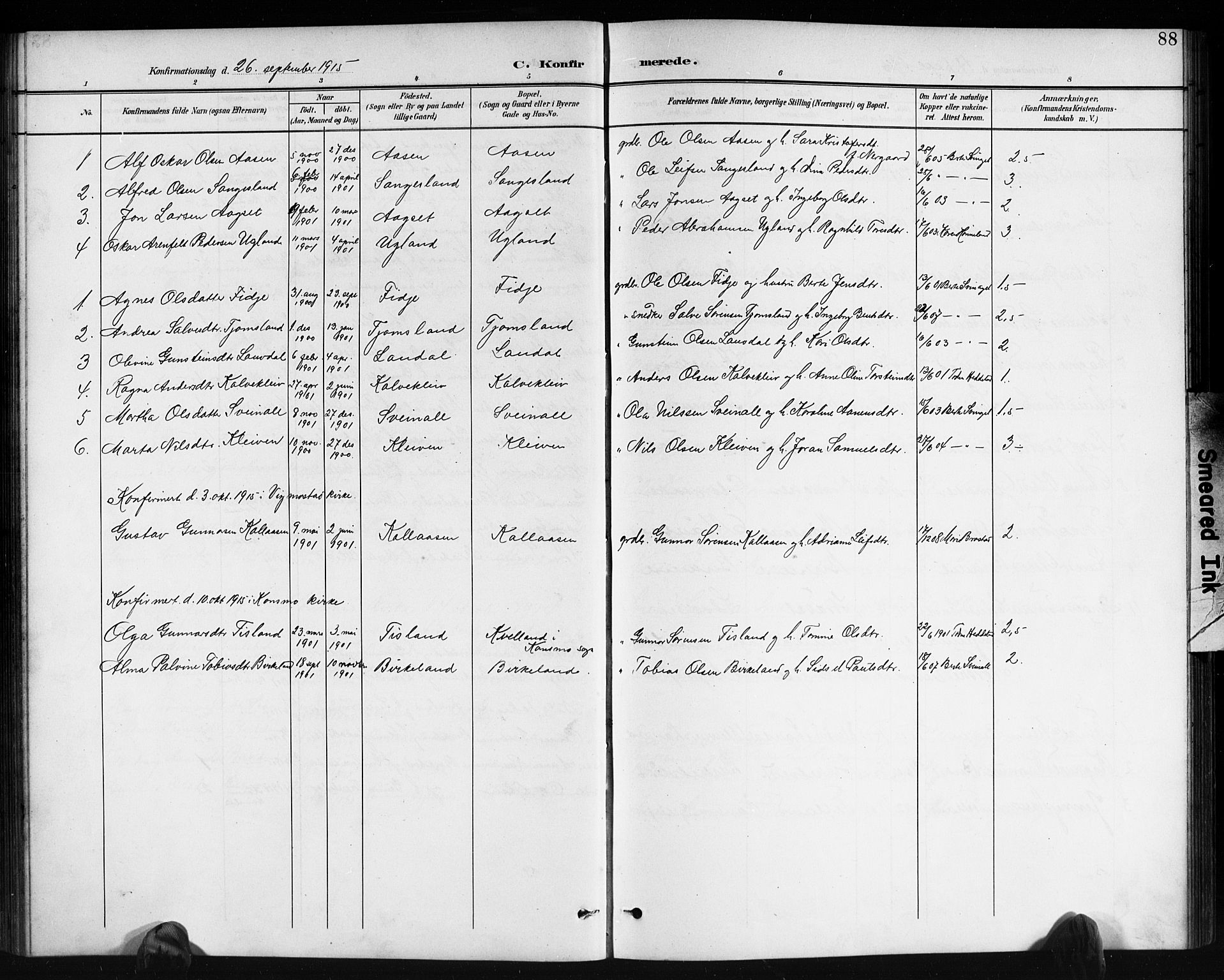 Holum sokneprestkontor, AV/SAK-1111-0022/F/Fb/Fbb/L0004: Parish register (copy) no. B 4, 1899-1920, p. 88