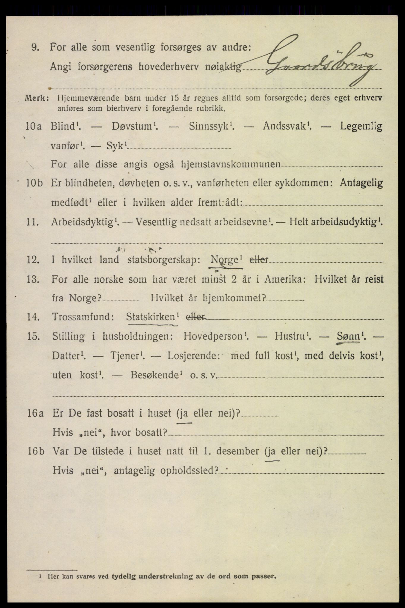 SAH, 1920 census for Vågå, 1920, p. 1283