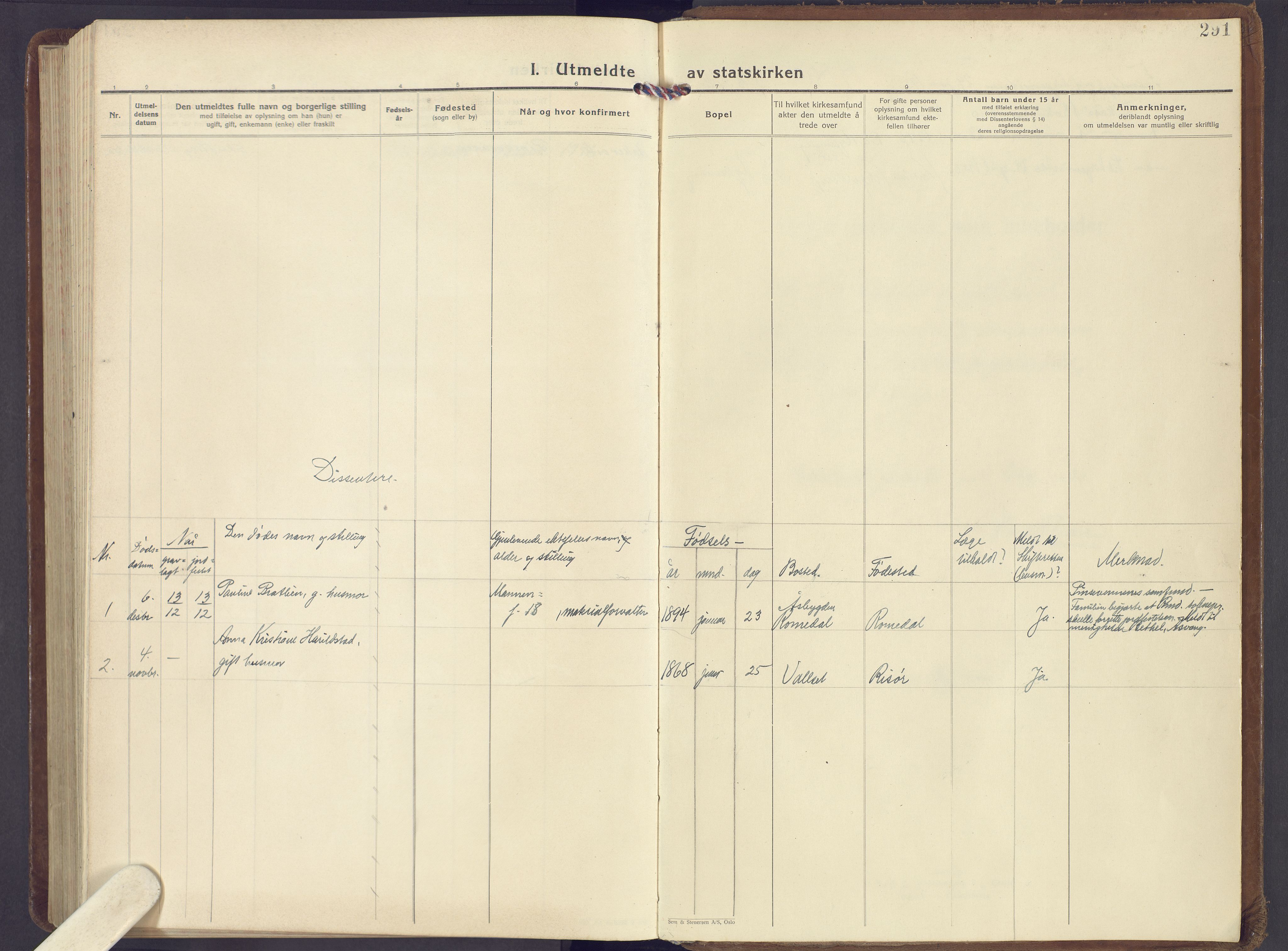Romedal prestekontor, SAH/PREST-004/K/L0013: Parish register (official) no. 13, 1930-1949, p. 291