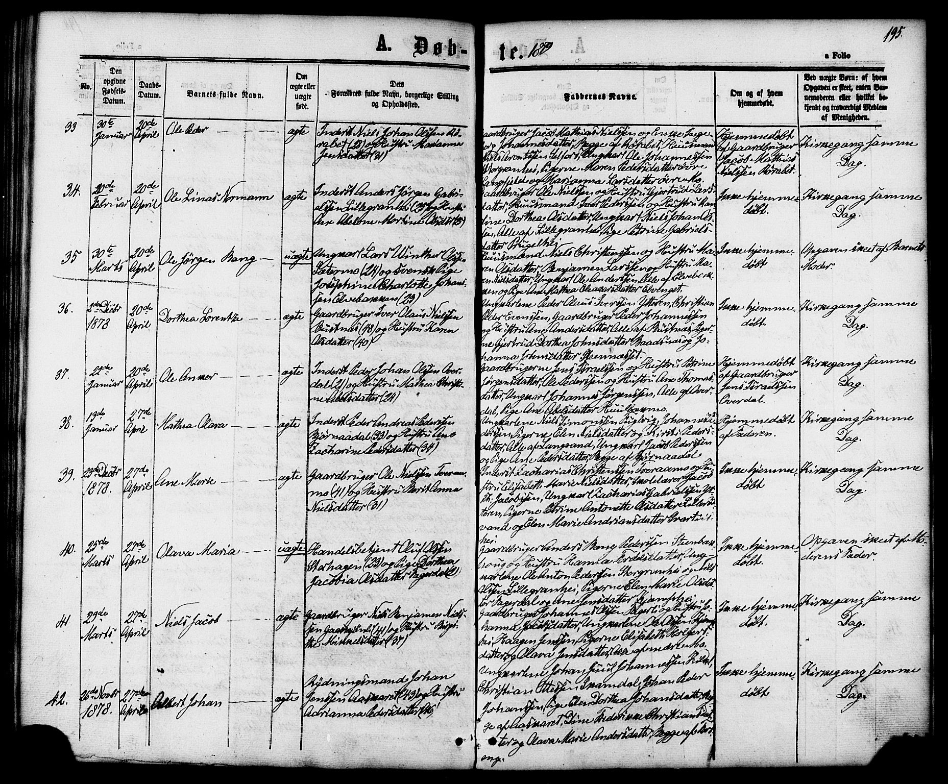 Ministerialprotokoller, klokkerbøker og fødselsregistre - Nordland, SAT/A-1459/827/L0393: Parish register (official) no. 827A05, 1863-1883, p. 195
