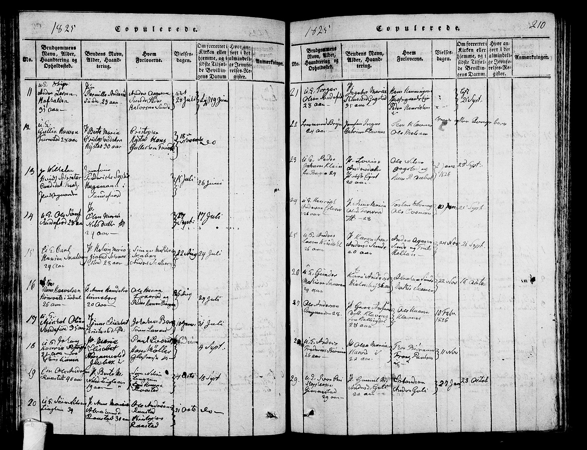 Sandar kirkebøker, SAKO/A-243/G/Ga/L0001: Parish register (copy) no. 1, 1814-1835, p. 210