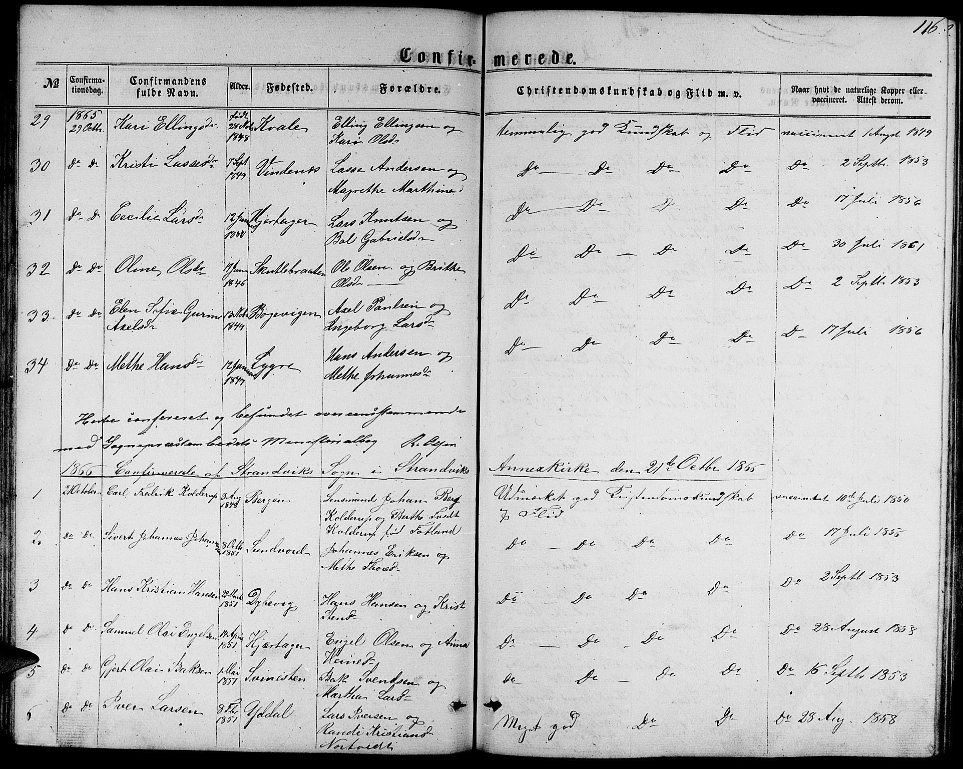 Fusa sokneprestembete, SAB/A-75401/H/Hab: Parish register (copy) no. C 1, 1861-1885, p. 116