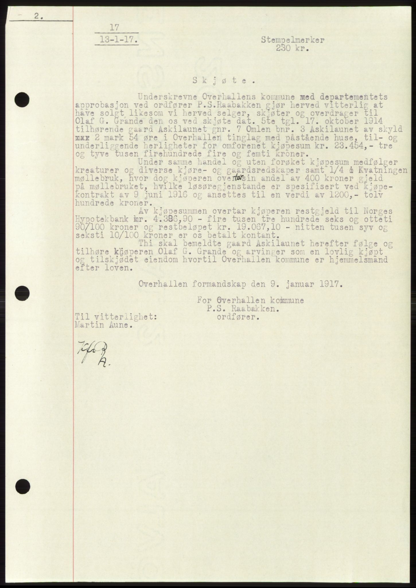Namdal sorenskriveri, SAT/A-4133/1/2/2C: Mortgage book no. -, 1916-1921, Deed date: 13.01.1917