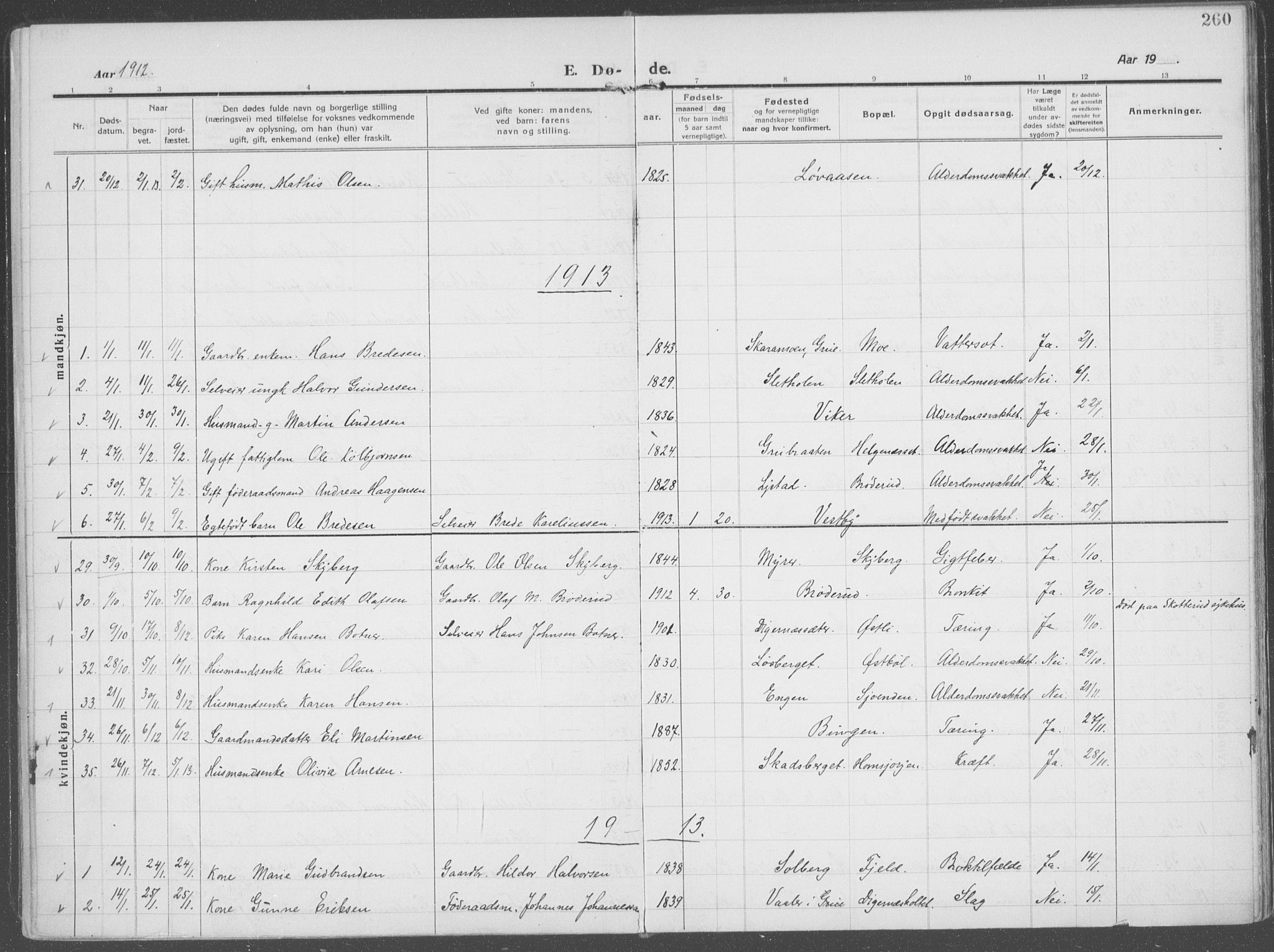 Brandval prestekontor, SAH/PREST-034/H/Ha/Haa/L0004: Parish register (official) no. 4, 1910-1924, p. 260