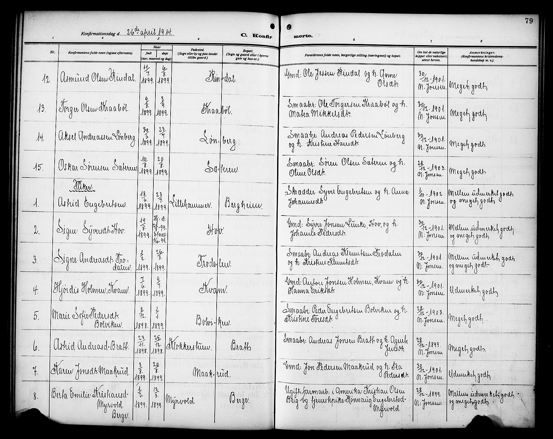 Øyer prestekontor, SAH/PREST-084/H/Ha/Hab/L0007: Parish register (copy) no. 7, 1913-1928, p. 79