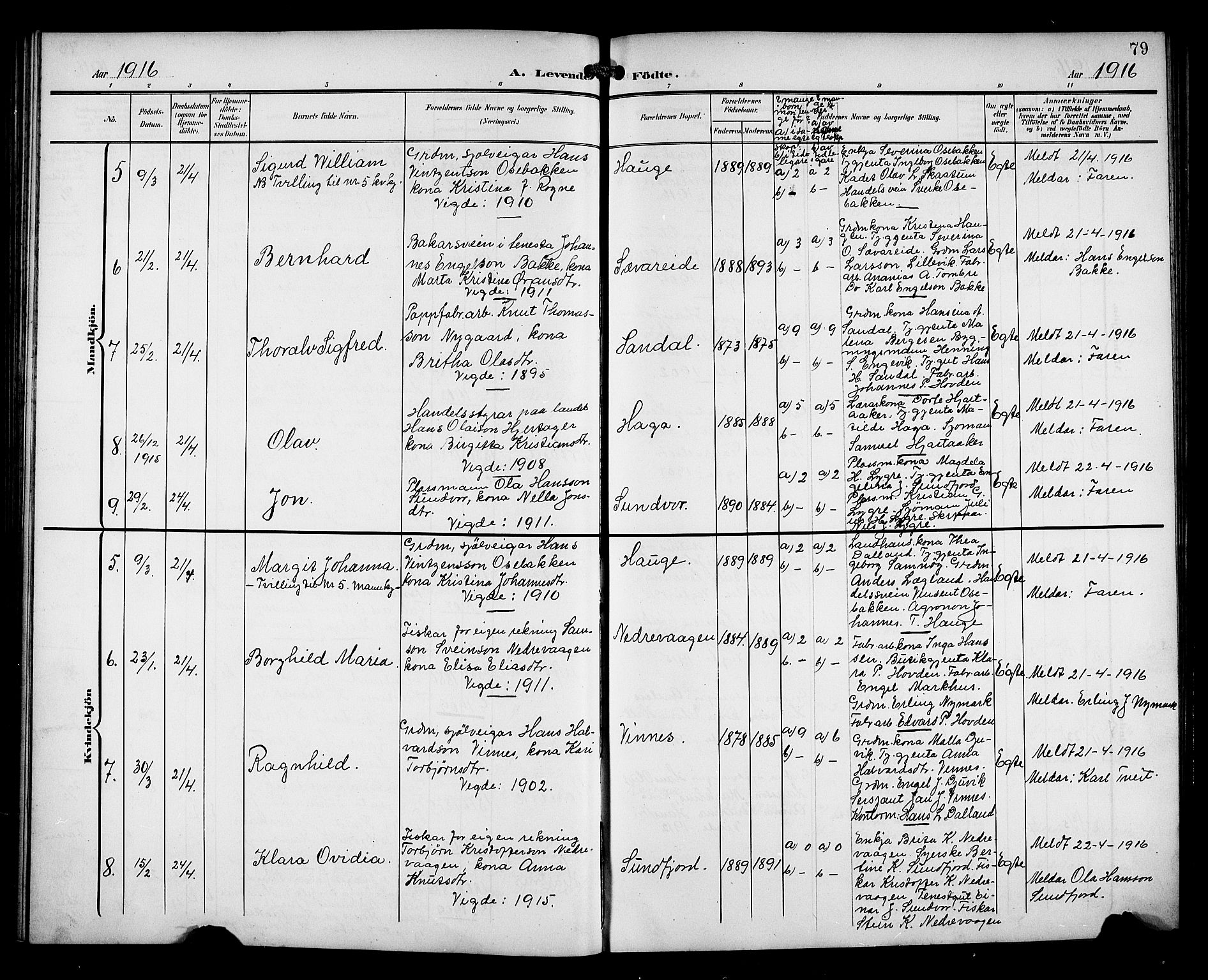 Fusa sokneprestembete, AV/SAB-A-75401/H/Hab: Parish register (copy) no. C 3, 1903-1920, p. 79