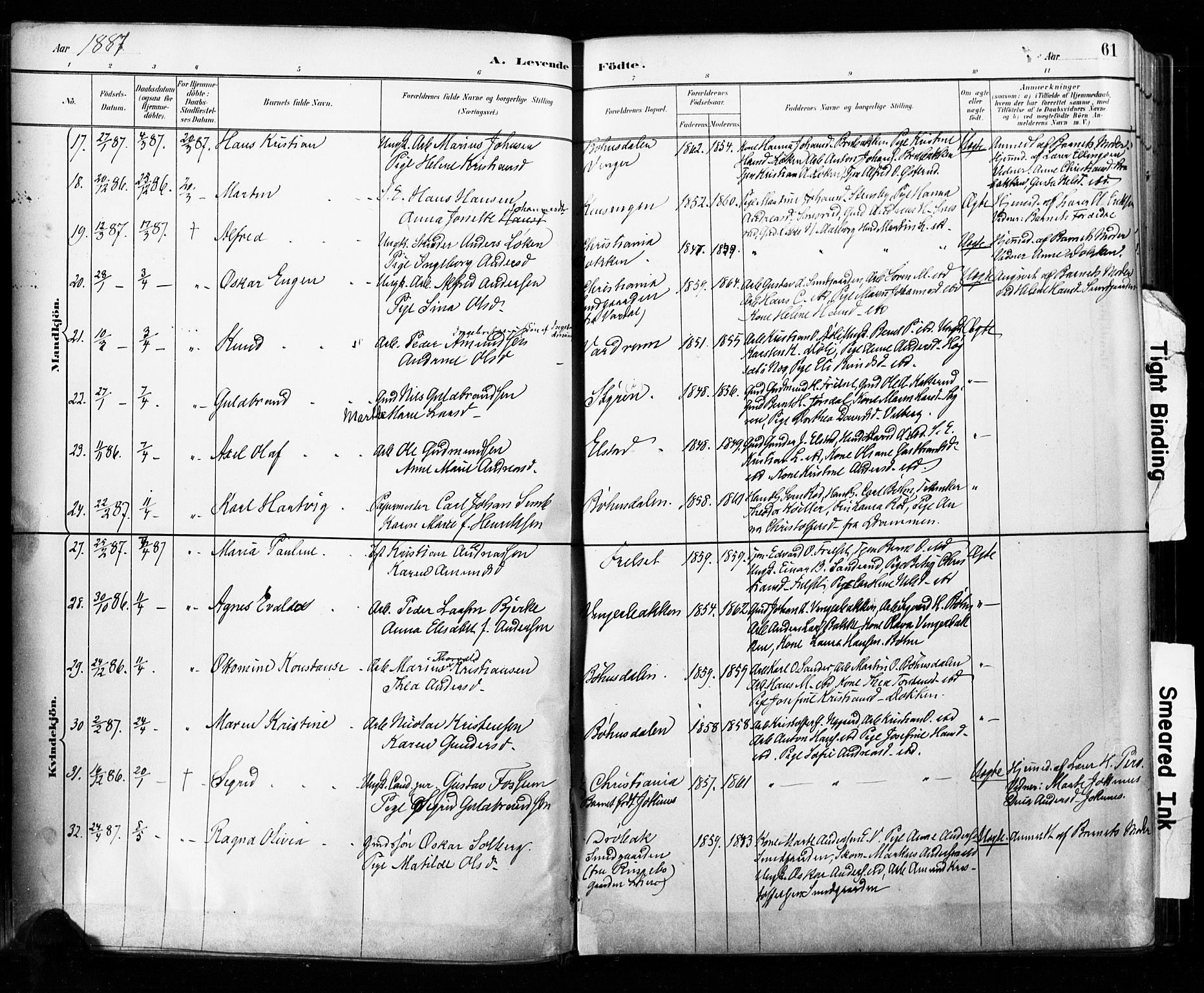 Eidsvoll prestekontor Kirkebøker, SAO/A-10888/F/Fa/L0002: Parish register (official) no. I 2, 1882-1895, p. 61