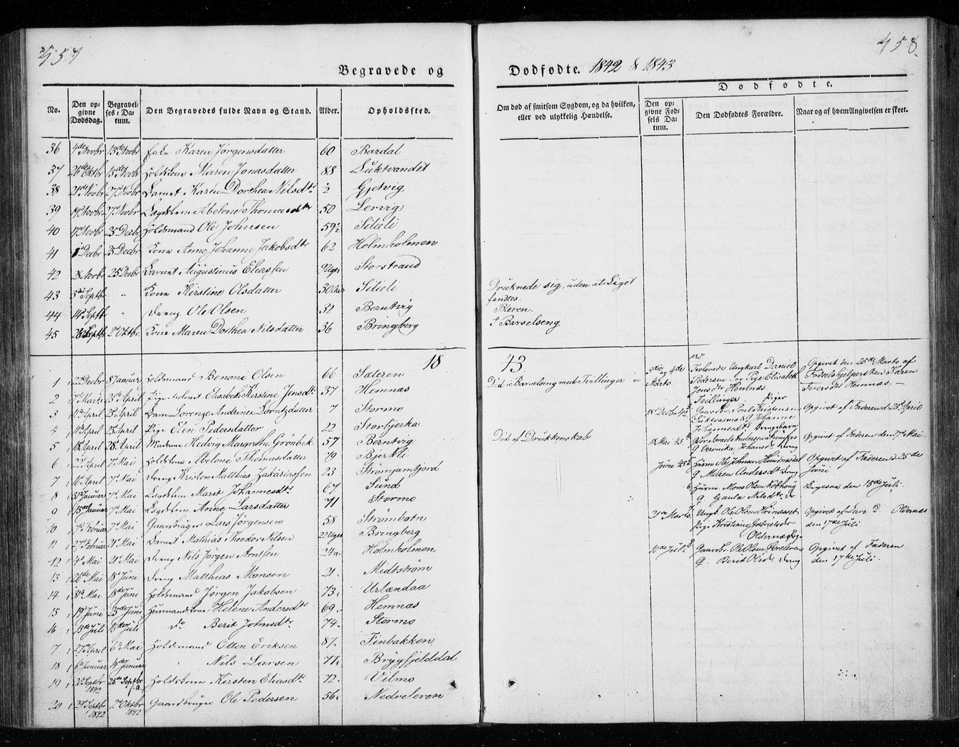 Ministerialprotokoller, klokkerbøker og fødselsregistre - Nordland, AV/SAT-A-1459/825/L0355: Parish register (official) no. 825A09, 1842-1863, p. 457-458