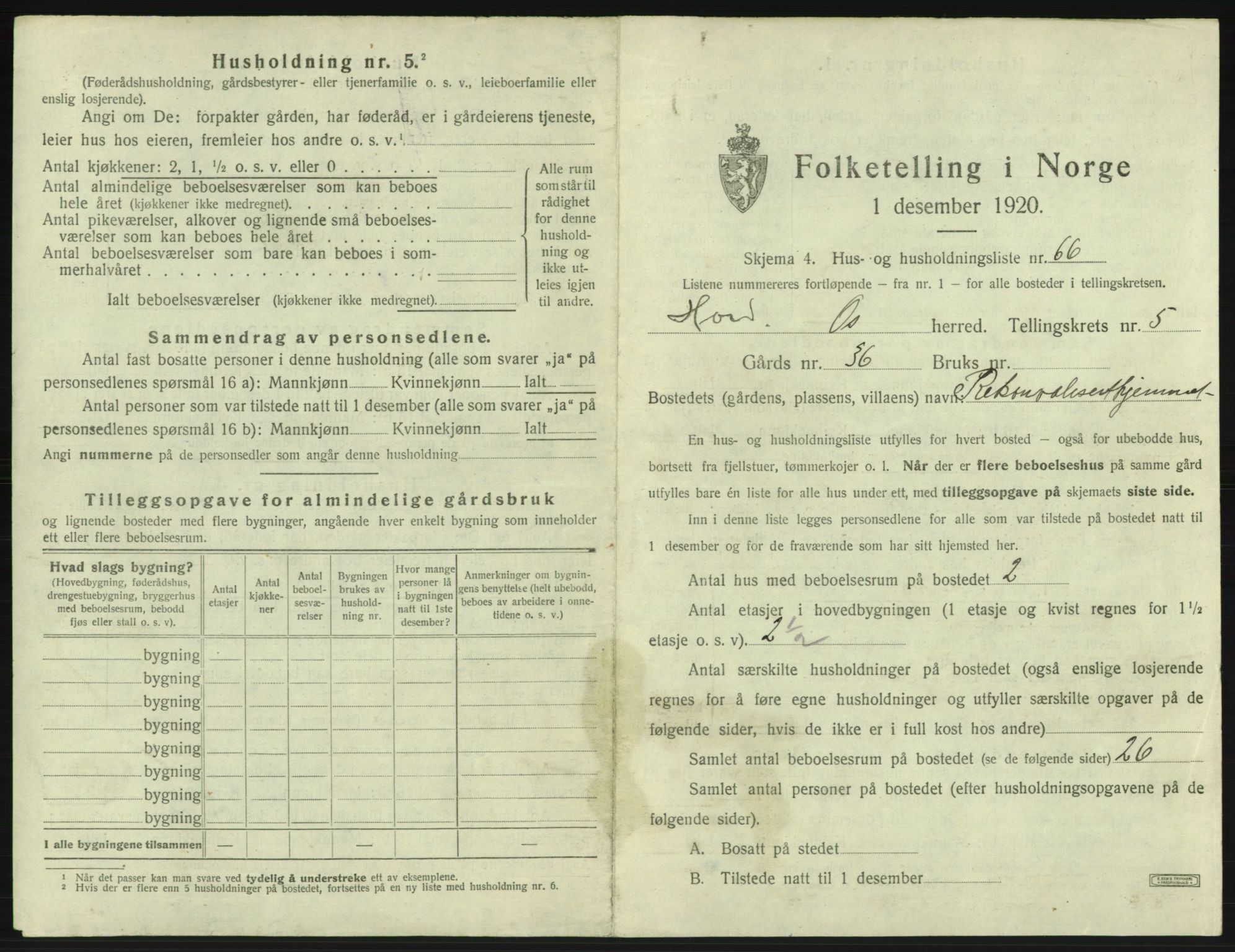 SAB, 1920 census for Os, 1920, p. 558