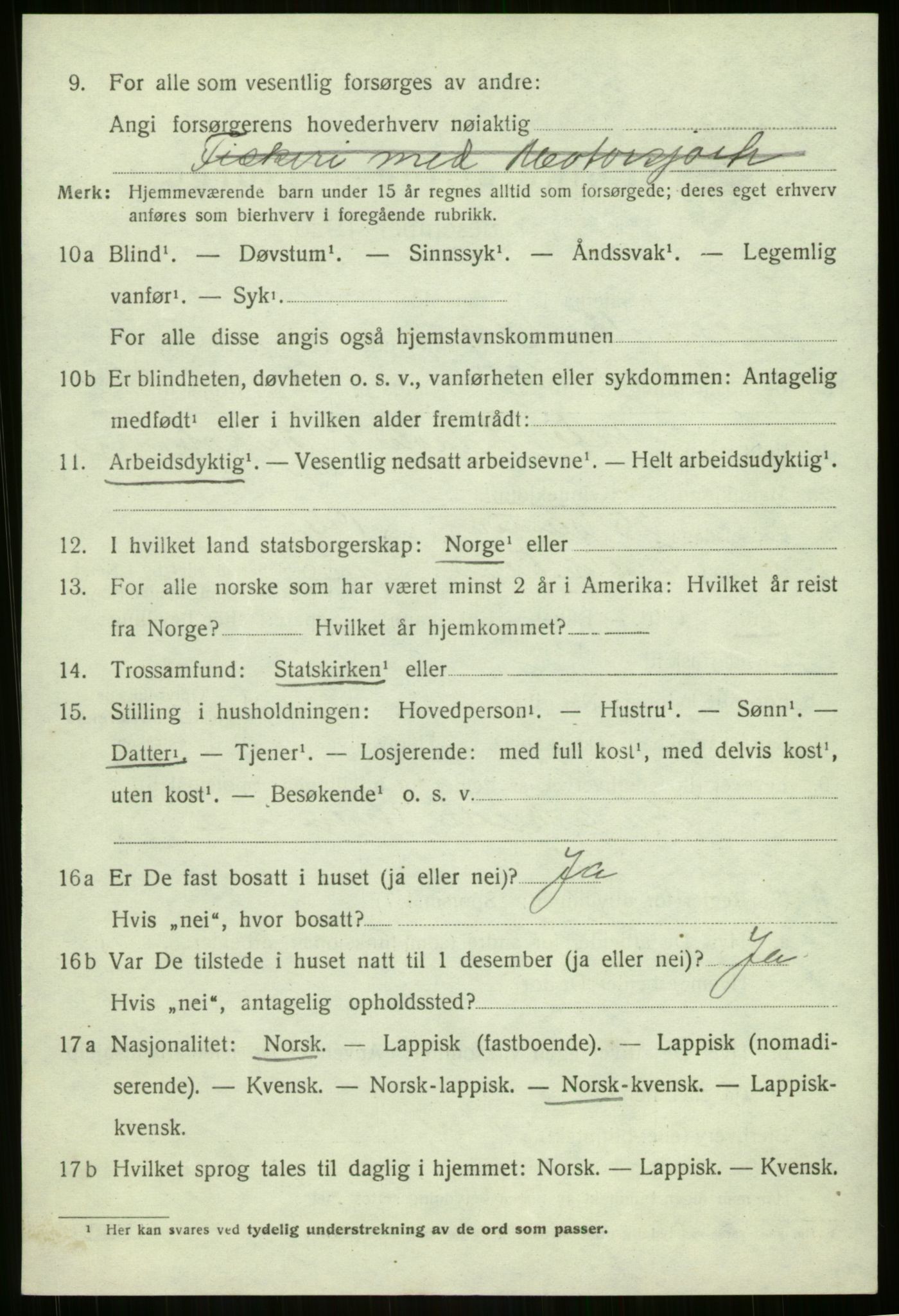 SATØ, 1920 census for Berg, 1920, p. 2735