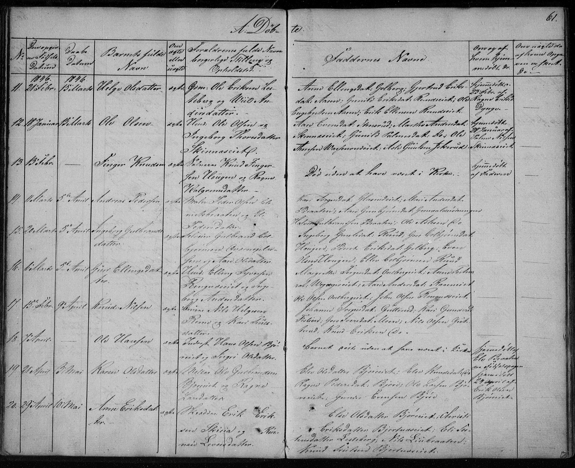 Krødsherad kirkebøker, AV/SAKO-A-19/F/Fa/L0002: Parish register (official) no. 2, 1829-1851, p. 61