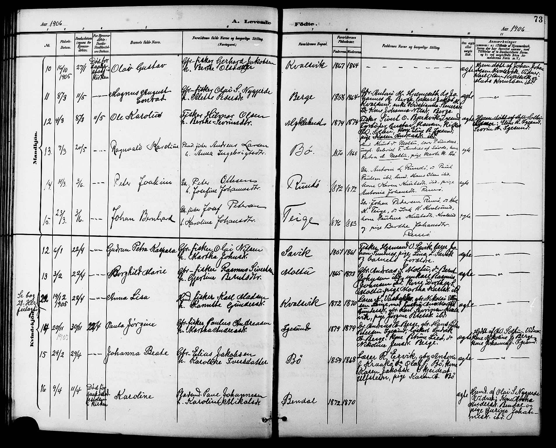 Ministerialprotokoller, klokkerbøker og fødselsregistre - Møre og Romsdal, AV/SAT-A-1454/507/L0082: Parish register (copy) no. 507C05, 1896-1914, p. 73