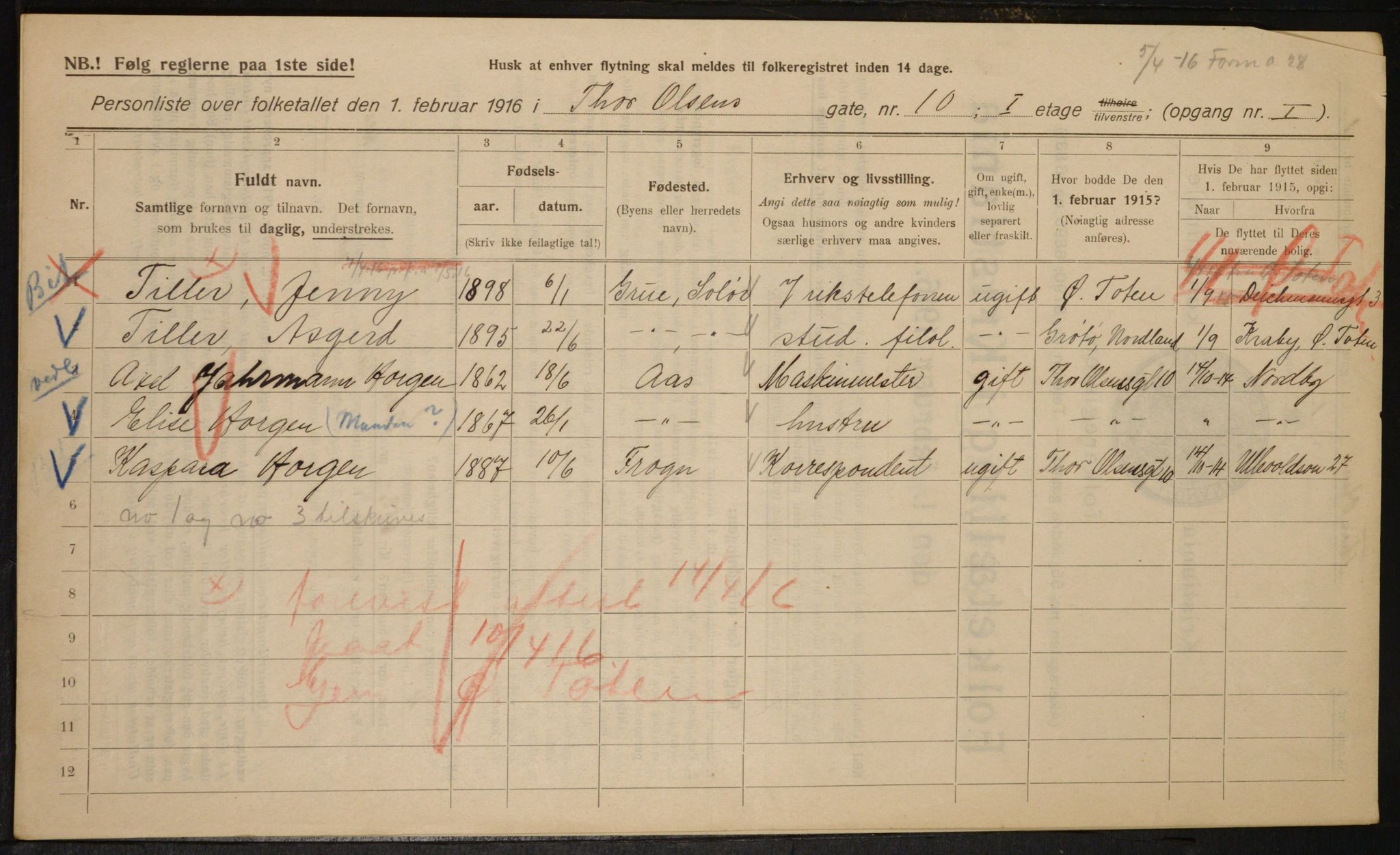 OBA, Municipal Census 1916 for Kristiania, 1916, p. 112596