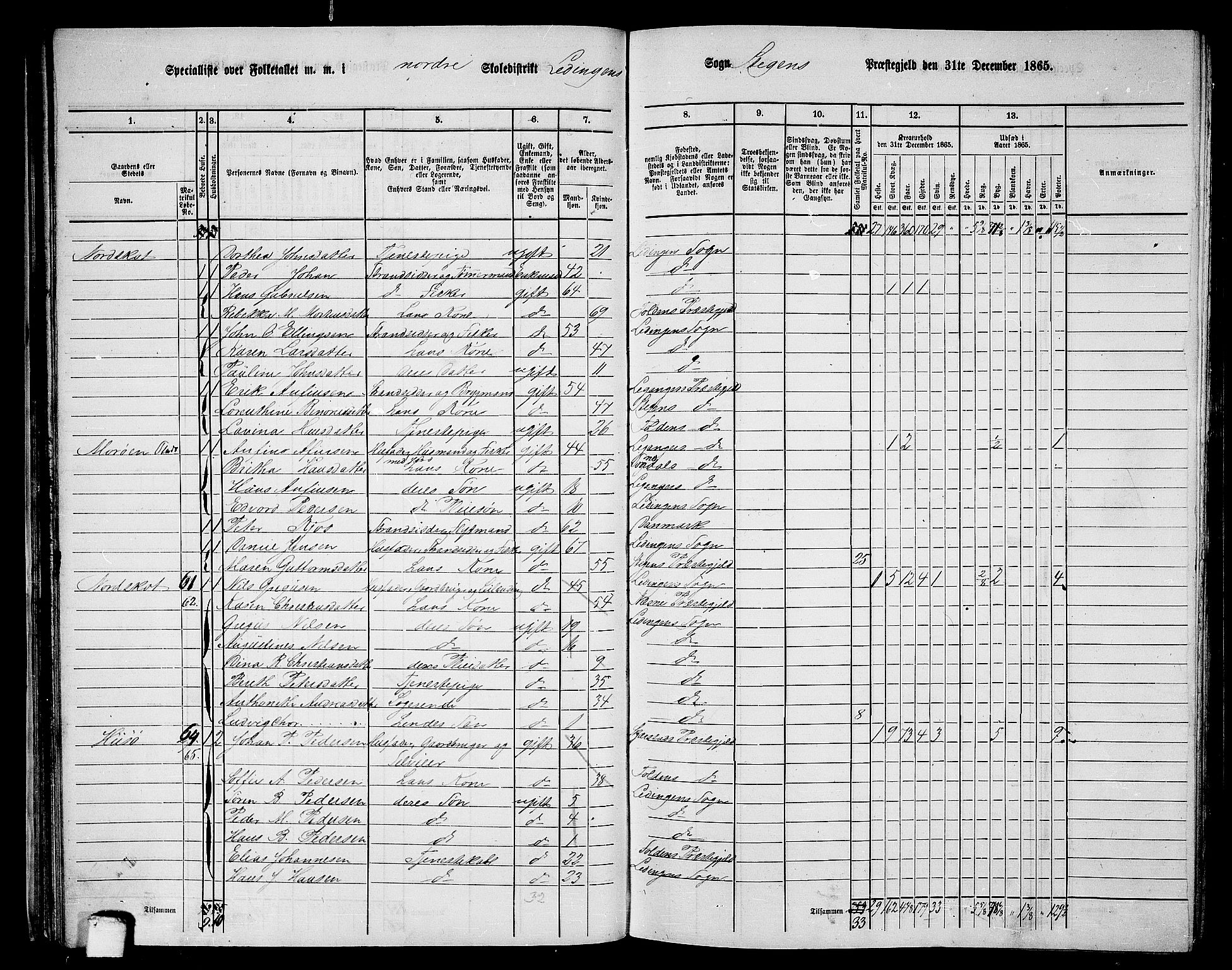 RA, 1865 census for Steigen, 1865, p. 37