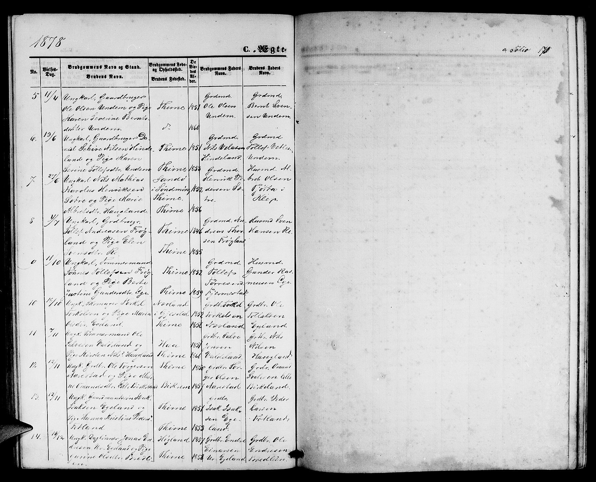 Lye sokneprestkontor, AV/SAST-A-101794/001/30BB/L0004: Parish register (copy) no. B 4, 1868-1878, p. 171