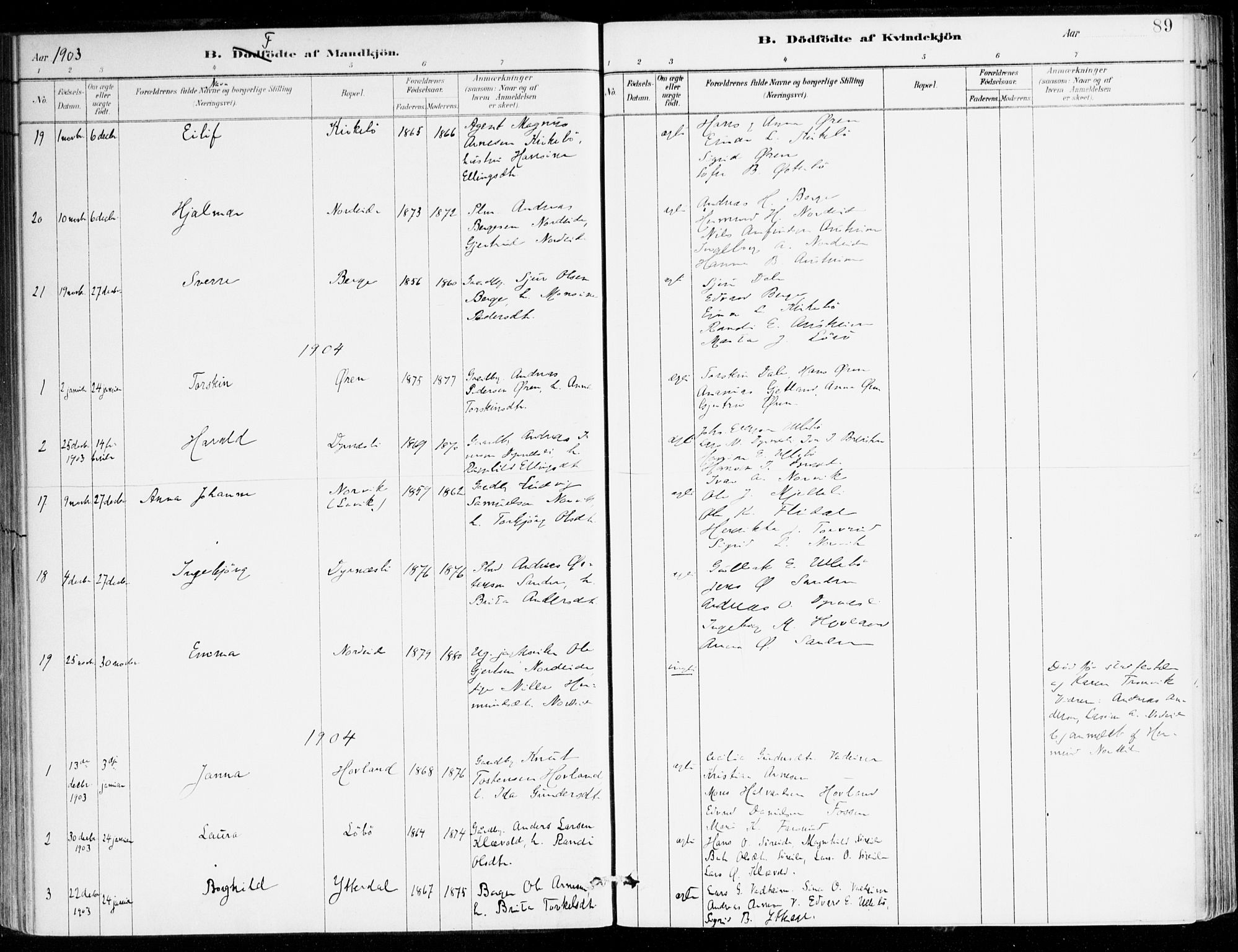 Lavik sokneprestembete, AV/SAB-A-80901: Parish register (official) no. C 1, 1882-1904, p. 89