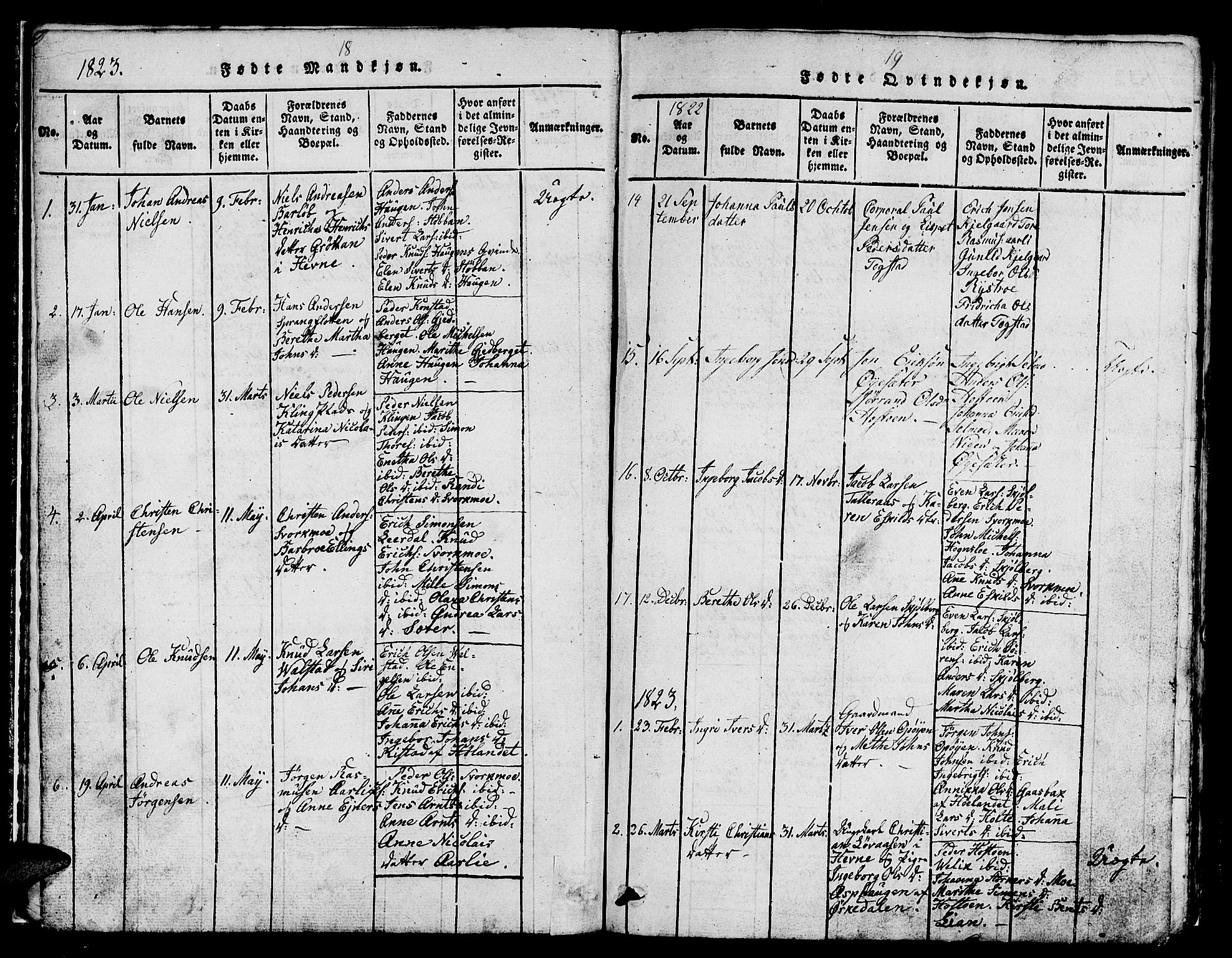 Ministerialprotokoller, klokkerbøker og fødselsregistre - Sør-Trøndelag, SAT/A-1456/671/L0842: Parish register (copy) no. 671C01, 1816-1867, p. 18-19