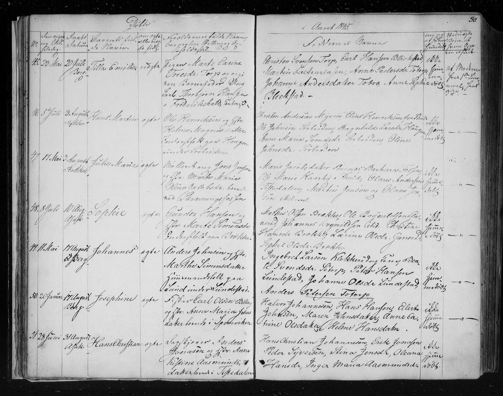 Berg prestekontor Kirkebøker, AV/SAO-A-10902/F/Fa/L0004: Parish register (official) no. I 4, 1843-1860, p. 30