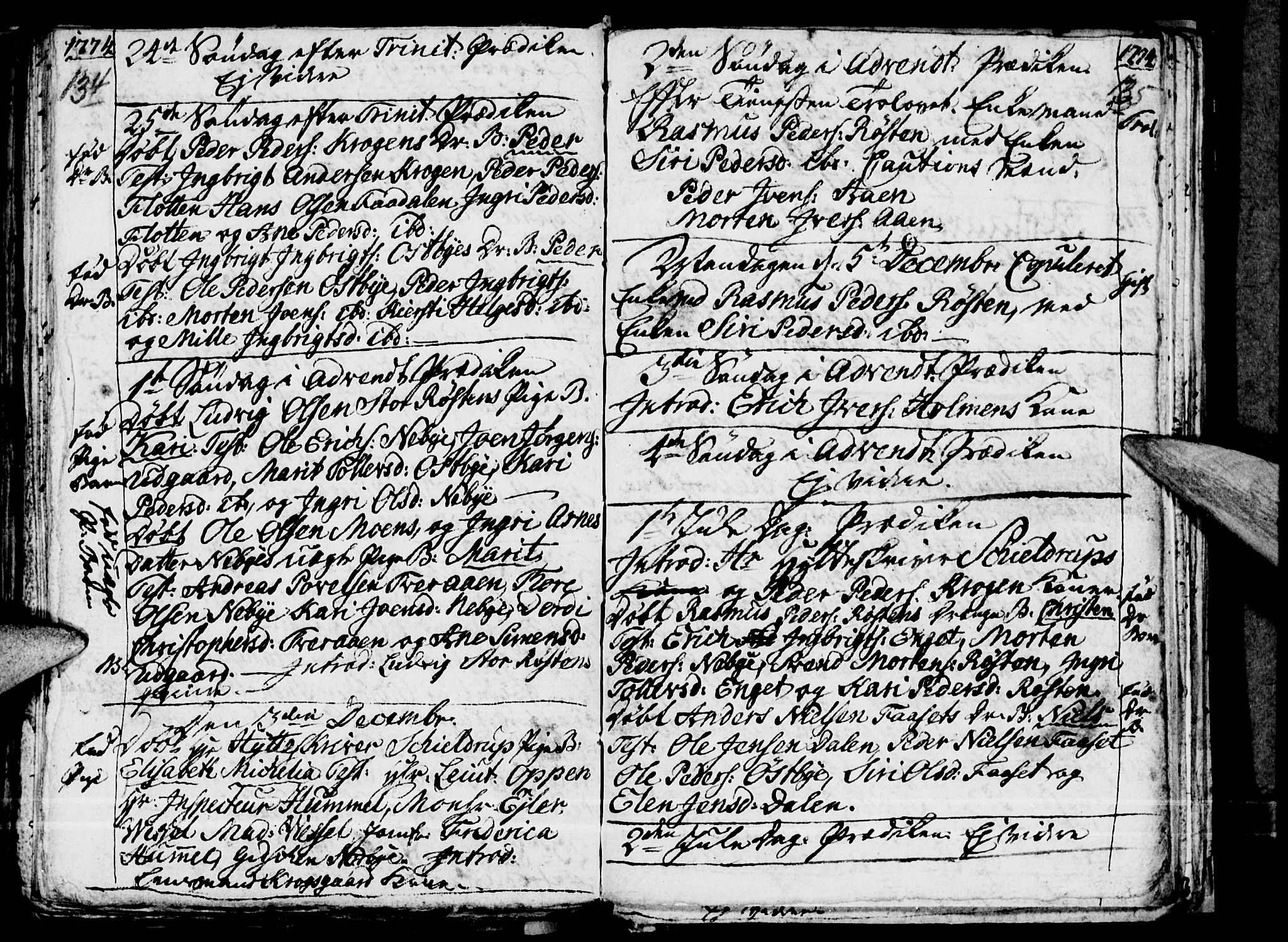 Tynset prestekontor, SAH/PREST-058/H/Ha/Haa/L0008: Parish register (official) no. 8, 1767-1778, p. 134-135