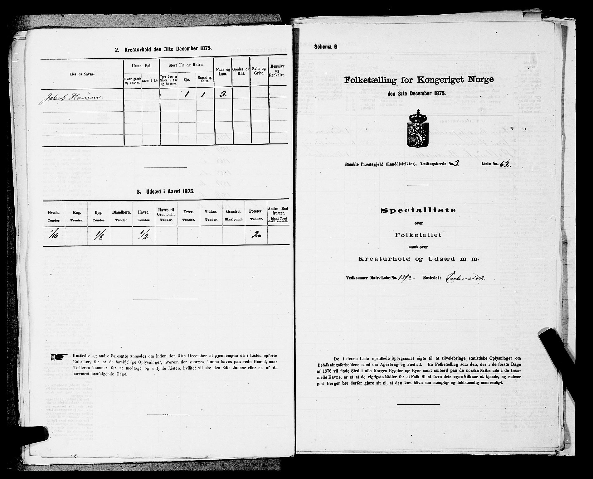 SAKO, 1875 census for 0814L Bamble/Bamble, 1875, p. 518